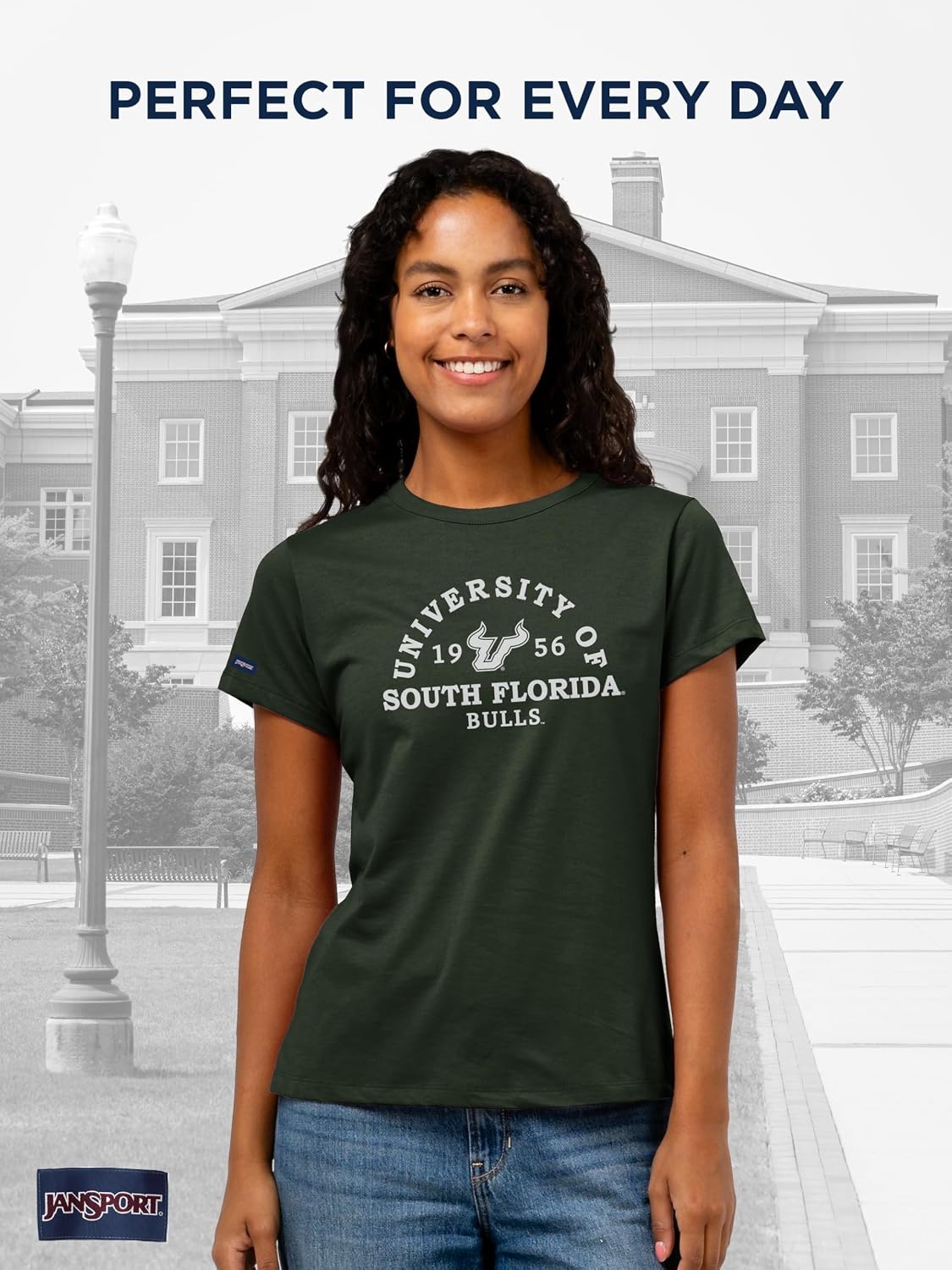 image:imageJanSport NCAA Officially Licensed Graduate Short Sleeve T Shirt for Women Soft amp Breathable CottonPolyester Blend Crewneck T Shirt with Graphic Detailing Everyday University Fan ApparelSouth Florida Bulls