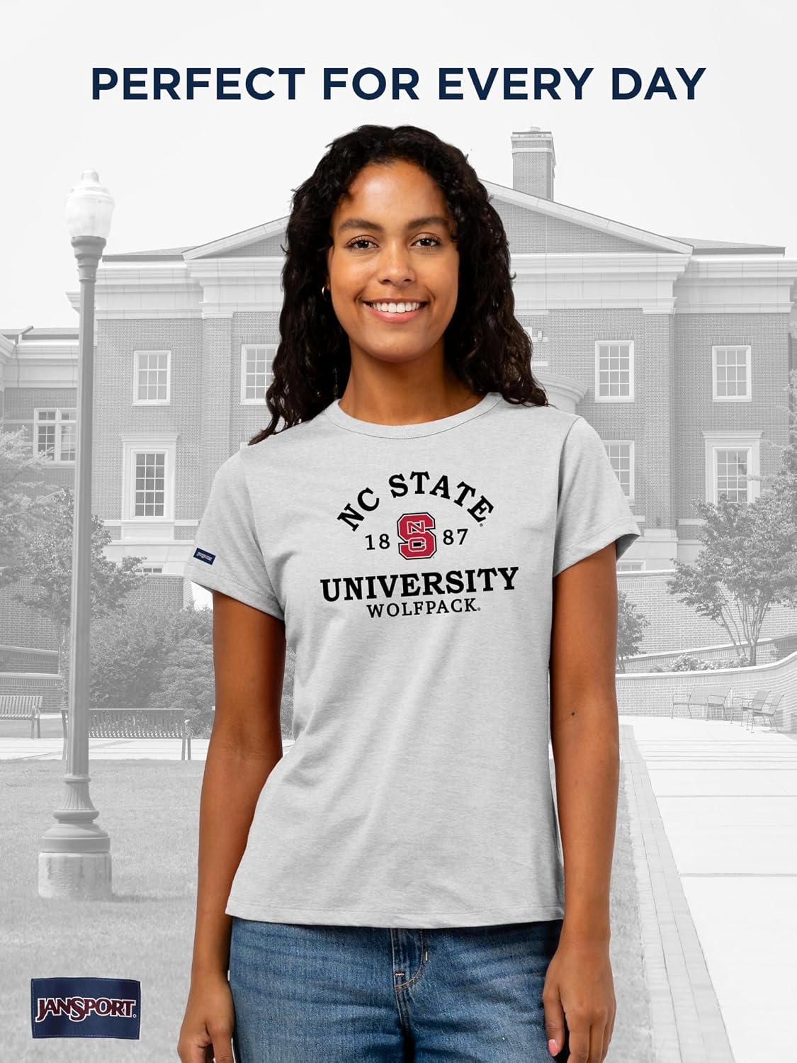 image:imageJanSport NCAA Officially Licensed Graduate Short Sleeve T Shirt for Women Soft amp Breathable CottonPolyester Blend Crewneck T Shirt with Graphic Detailing Everyday University Fan ApparelNorth Carolina State Wolfpack