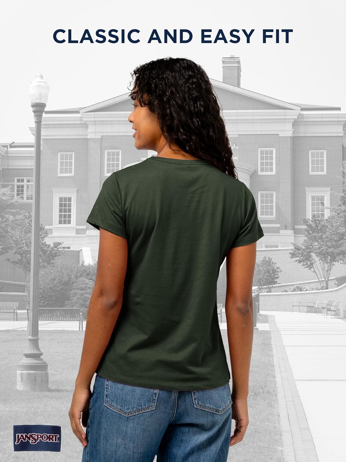 image:imageJanSport NCAA Officially Licensed Graduate Short Sleeve T Shirt for Women Soft amp Breathable CottonPolyester Blend Crewneck T Shirt with Graphic Detailing Everyday University Fan ApparelDartmouth Big Green