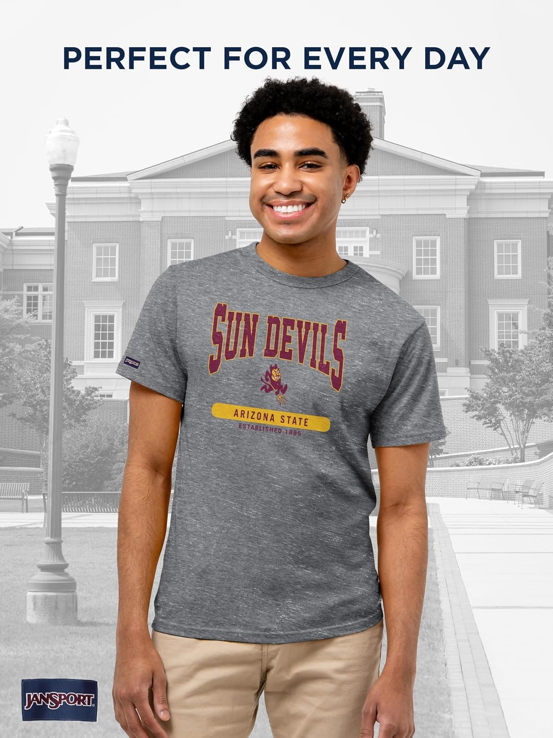 image:imageJanSport NCAA Officially Licensed Pregame Short Sleeve T Shirt for Men Soft amp Breathable Triblend Crewneck T ShirtArizona State Sun Devils