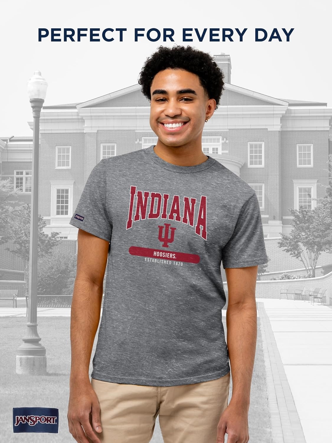 image:imageJanSport NCAA Officially Licensed Pregame Short Sleeve T Shirt for Men Soft amp Breathable Triblend Crewneck T ShirtIndiana Hoosiers
