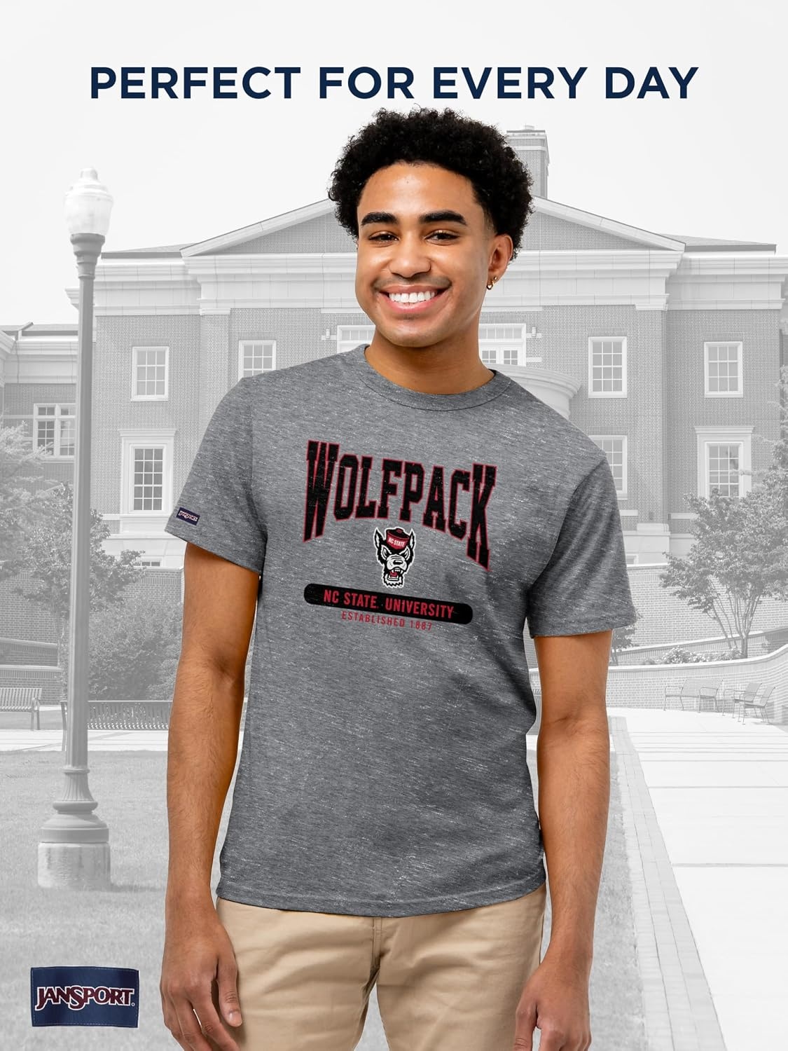 image:imageJanSport NCAA Officially Licensed Pregame Short Sleeve T Shirt for Men Soft amp Breathable Triblend Crewneck T ShirtNorth Carolina State Wolfpack