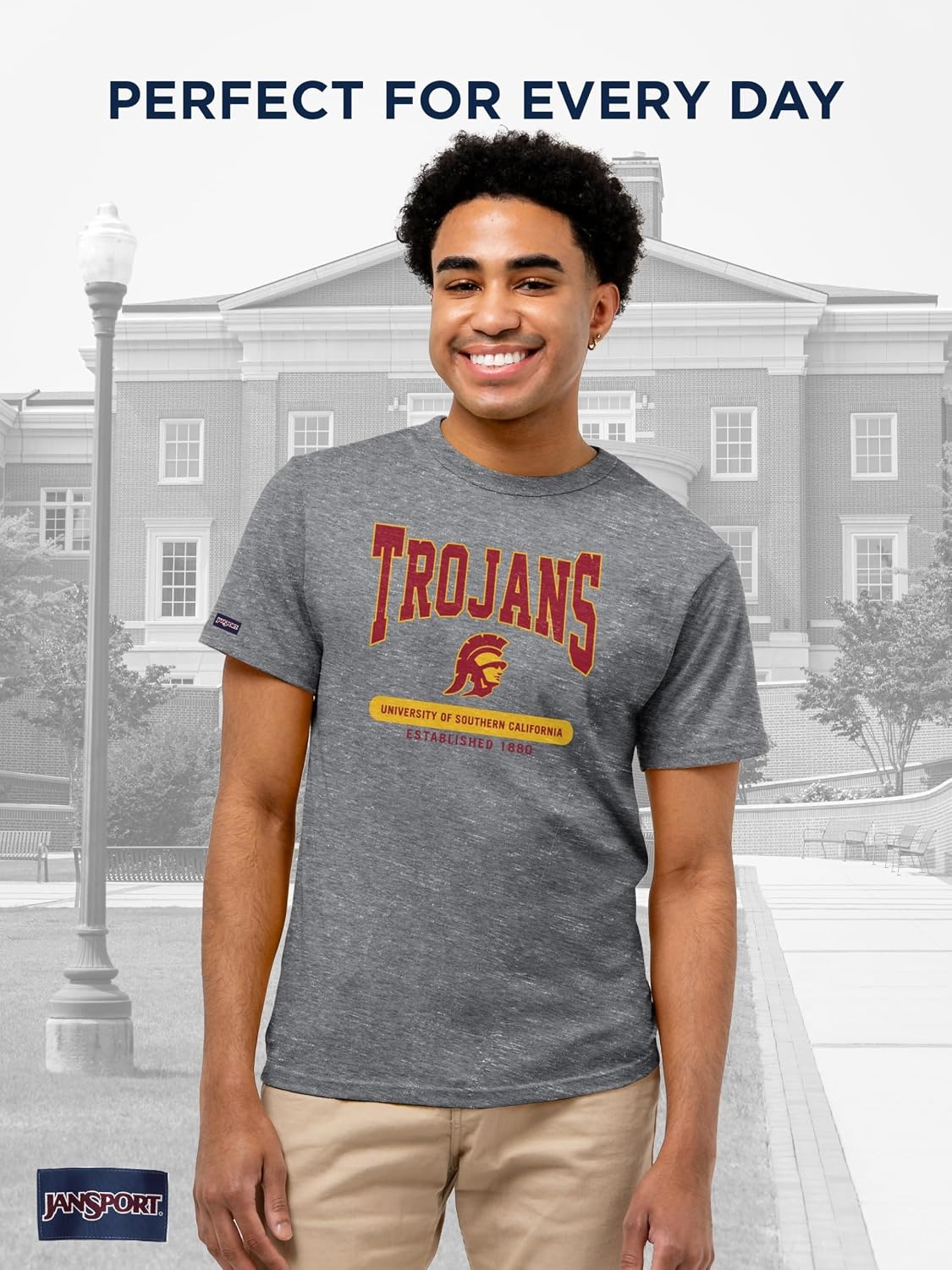 image:imageJanSport NCAA Officially Licensed Pregame Short Sleeve T Shirt for Men Soft amp Breathable Triblend Crewneck T ShirtUSC Trojans