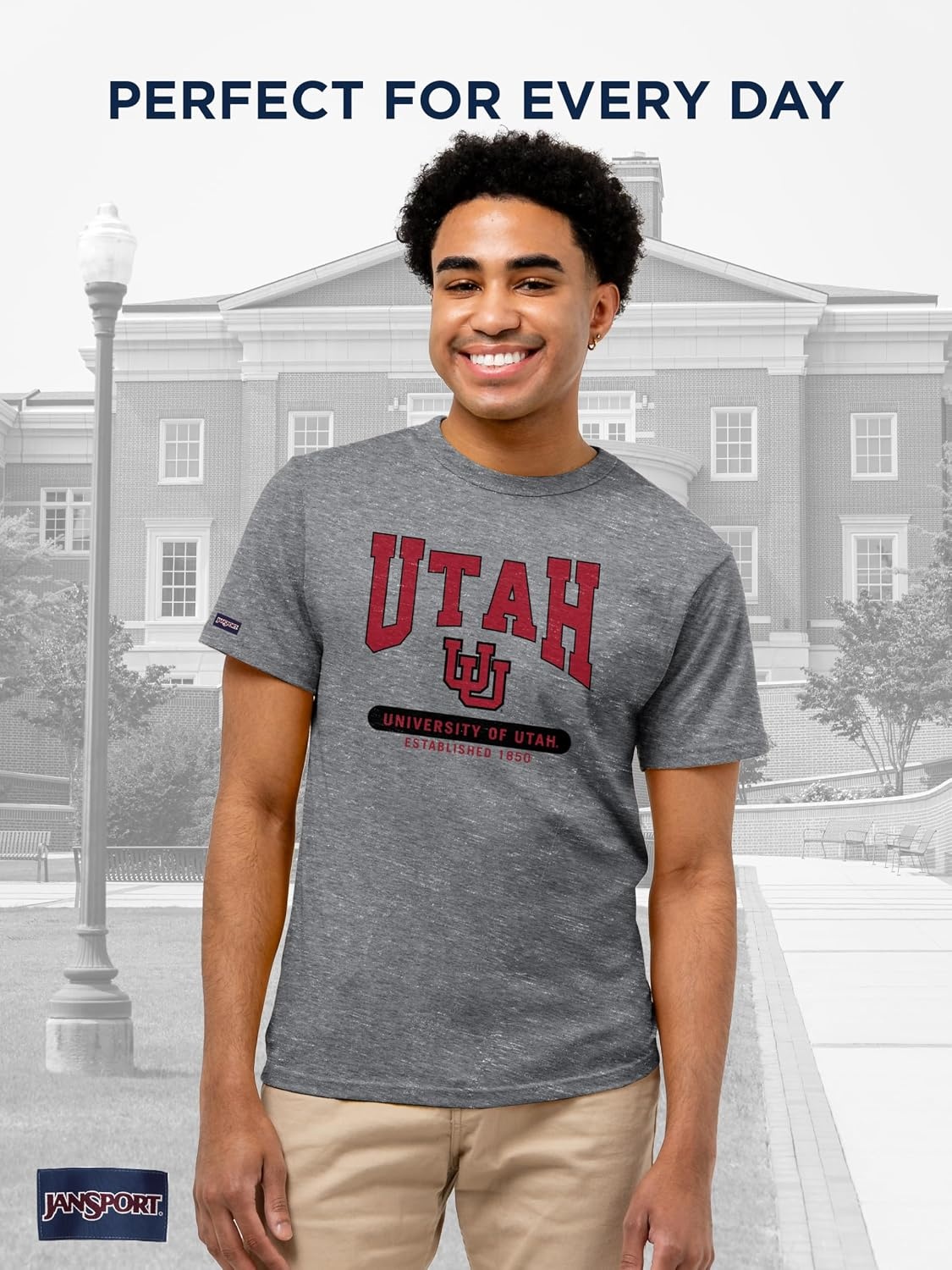 image:imageJanSport NCAA Officially Licensed Pregame Short Sleeve T Shirt for Men Soft amp Breathable Triblend Crewneck T ShirtUtah Utes