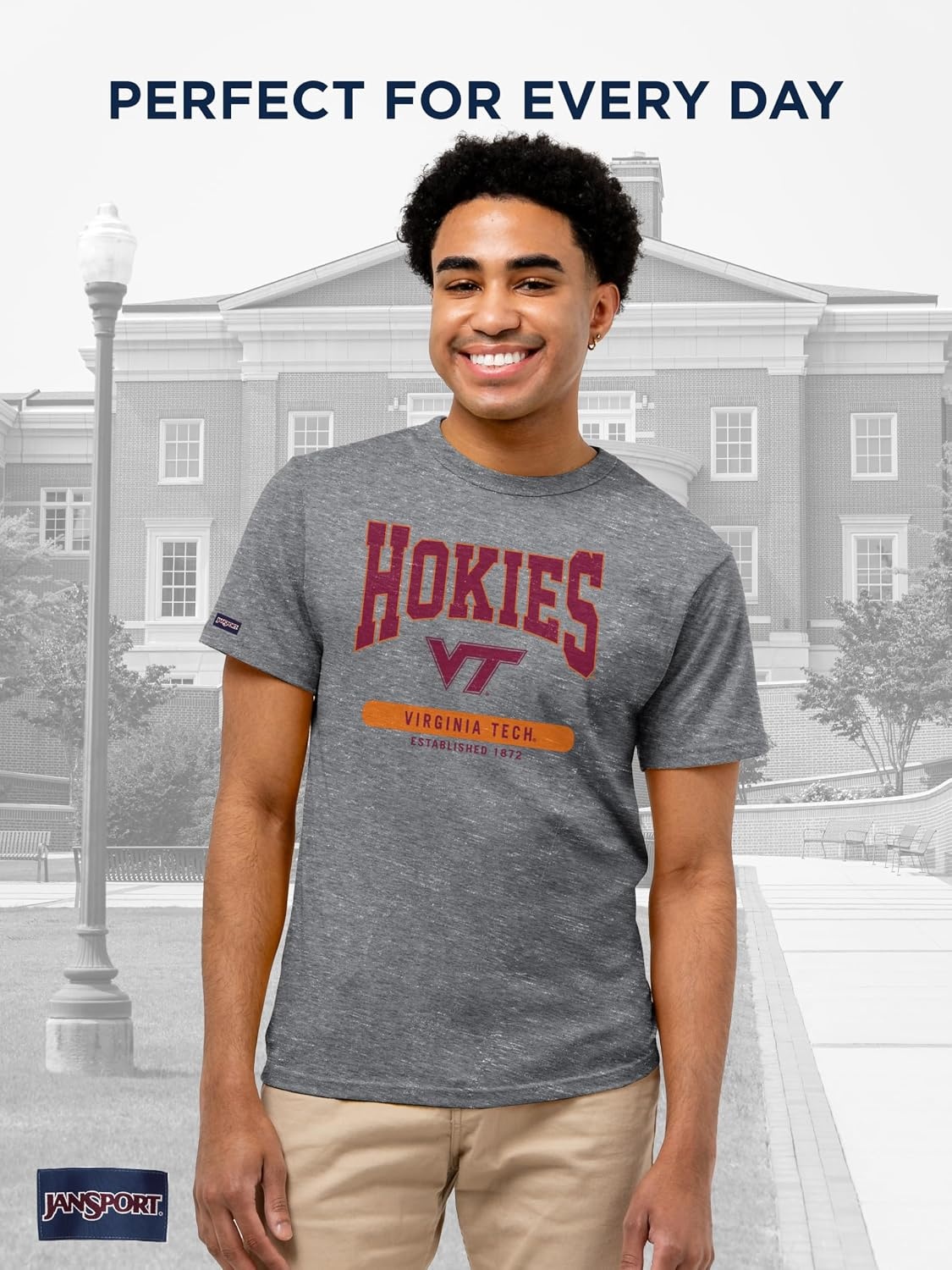 image:imageJanSport NCAA Officially Licensed Pregame Short Sleeve T Shirt for Men Soft amp Breathable Triblend Crewneck T ShirtVirginia Tech Hokies