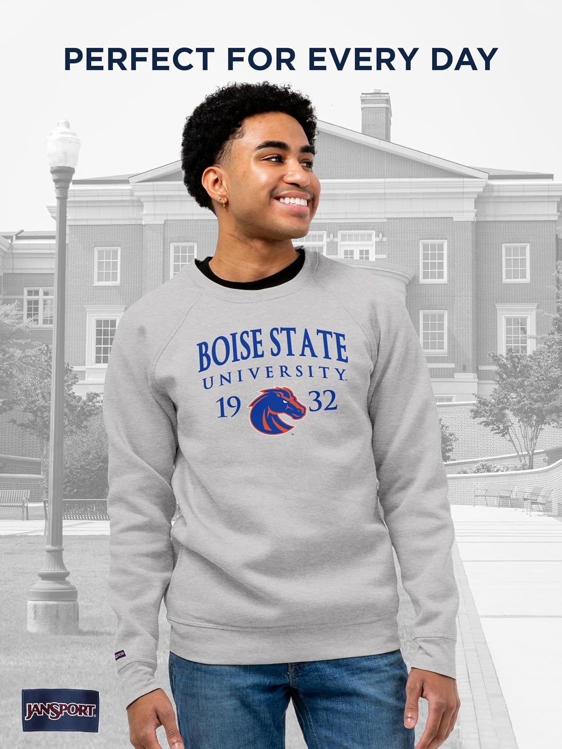 image:imageJanSport NCAA Officially Licensed Rival Crew Sweatshirt Long Sleeve Graphic Pullover for Men Women CottonPolyester BlendBoise State Broncos