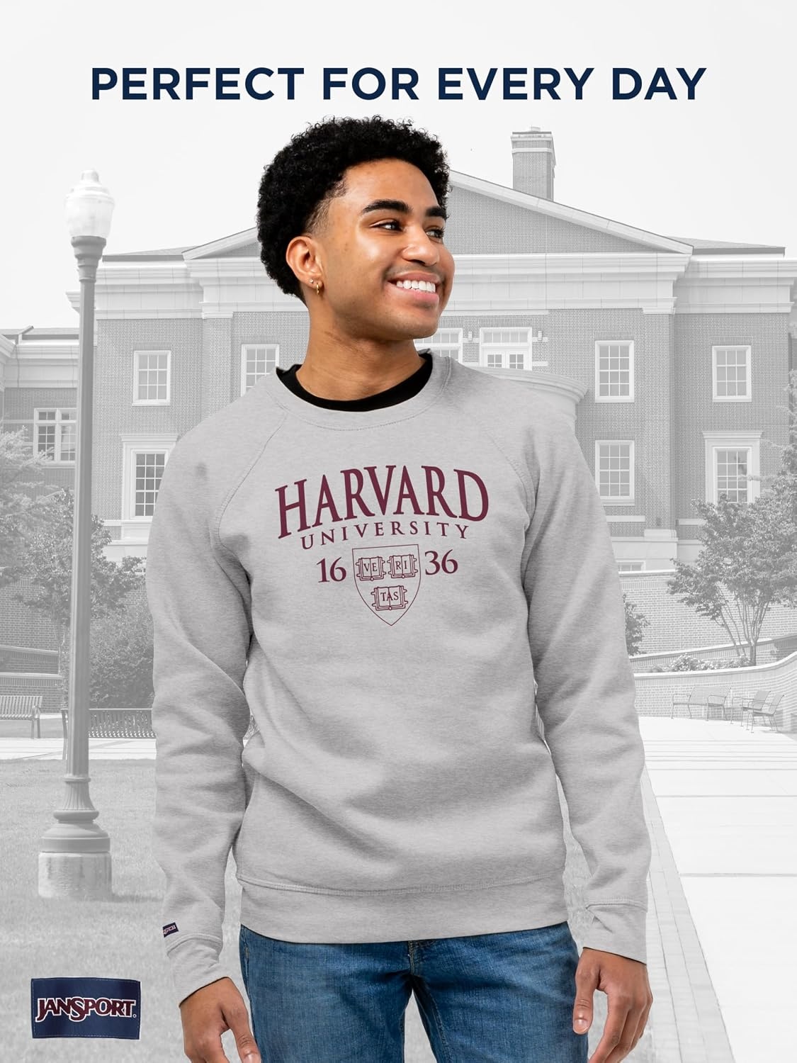 image:imageJanSport NCAA Officially Licensed Rival Crew Sweatshirt Long Sleeve Graphic Pullover for Men Women CottonPolyester BlendHarvard Crimson