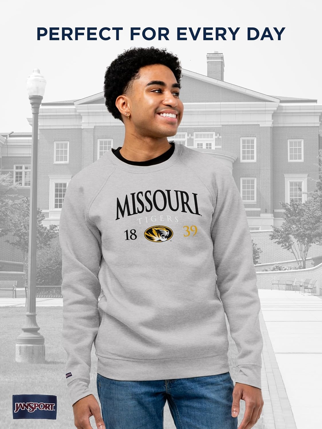 image:imageJanSport NCAA Officially Licensed Rival Crew Sweatshirt Long Sleeve Graphic Pullover for Men Women CottonPolyester BlendMissouri Tigers