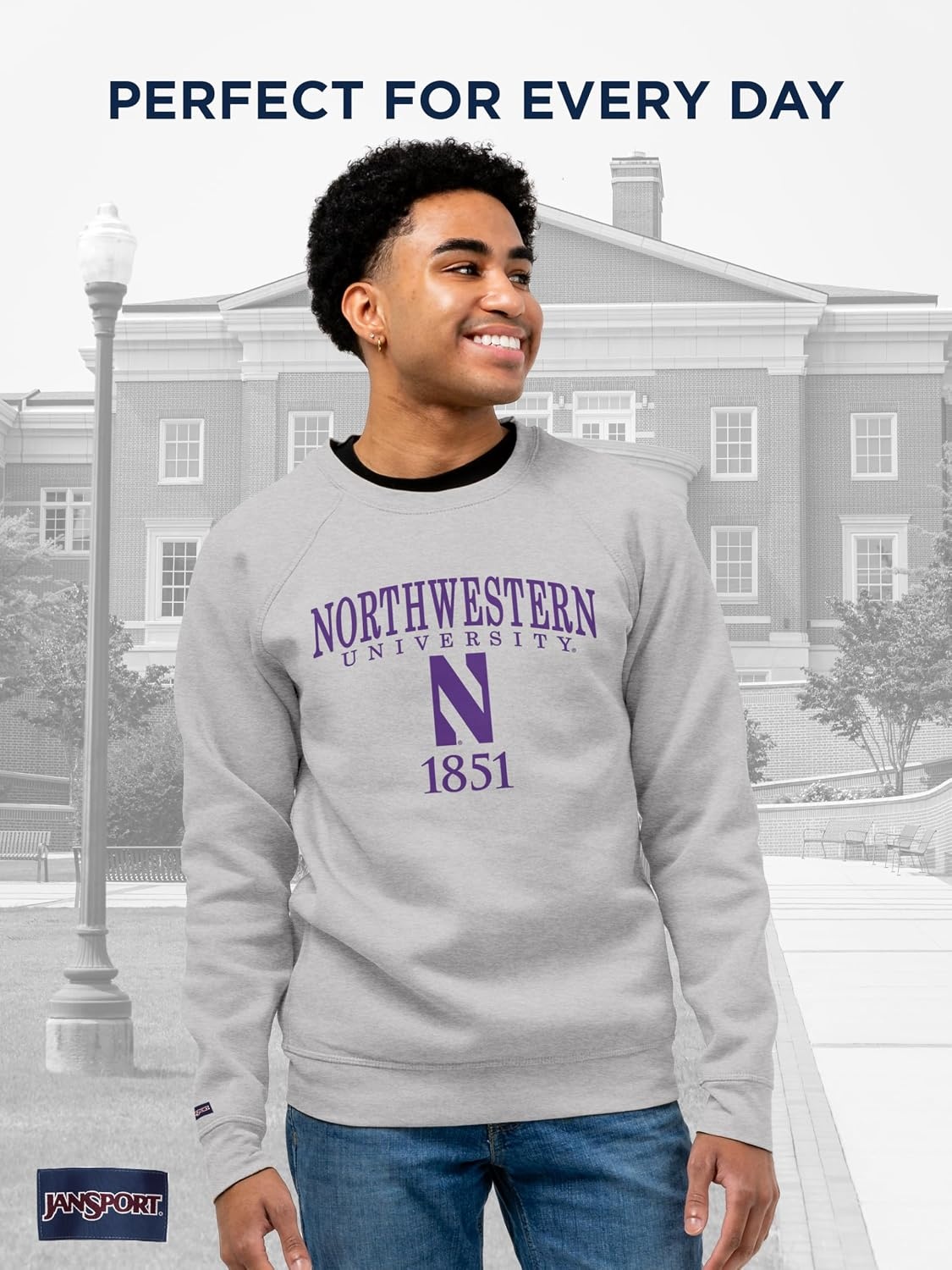 image:imageJanSport NCAA Officially Licensed Rival Crew Sweatshirt Long Sleeve Graphic Pullover for Men Women CottonPolyester BlendNorthwestern Wildcats