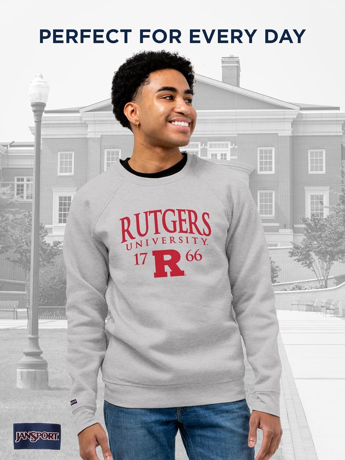 image:imageJanSport NCAA Officially Licensed Rival Crew Sweatshirt Long Sleeve Graphic Pullover for Men Women CottonPolyester BlendRutgers Scarlet Knights