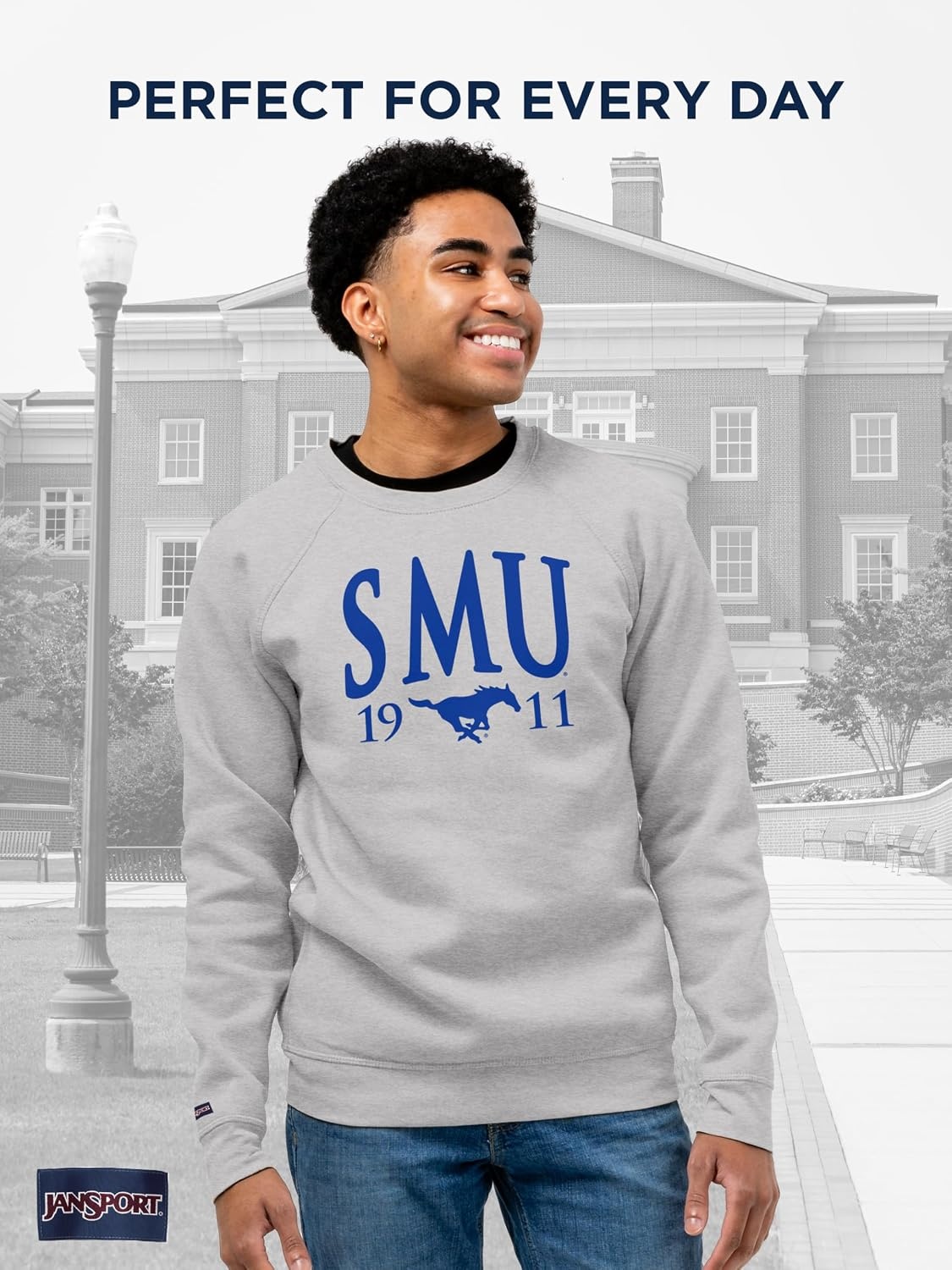 image:imageJanSport NCAA Officially Licensed Rival Crew Sweatshirt Long Sleeve Graphic Pullover for Men Women CottonPolyester BlendSMU Mustangs