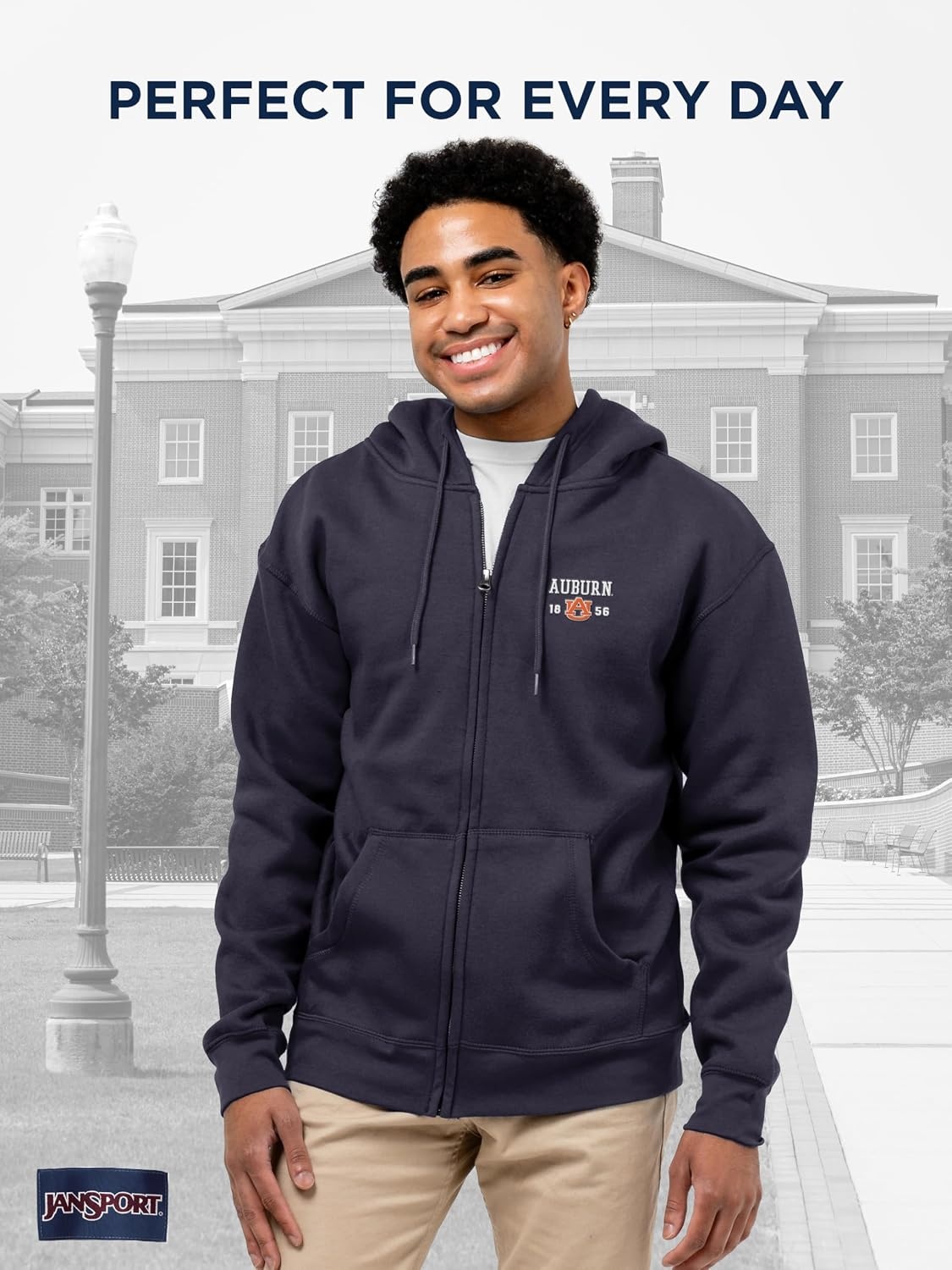 image:imageJanSport NCAA Officially Licensed Rival Full Zip Hoodie Long Sleeve Unisex Sweatshirt DoubleLayered Fleece HoodAuburn Tigers