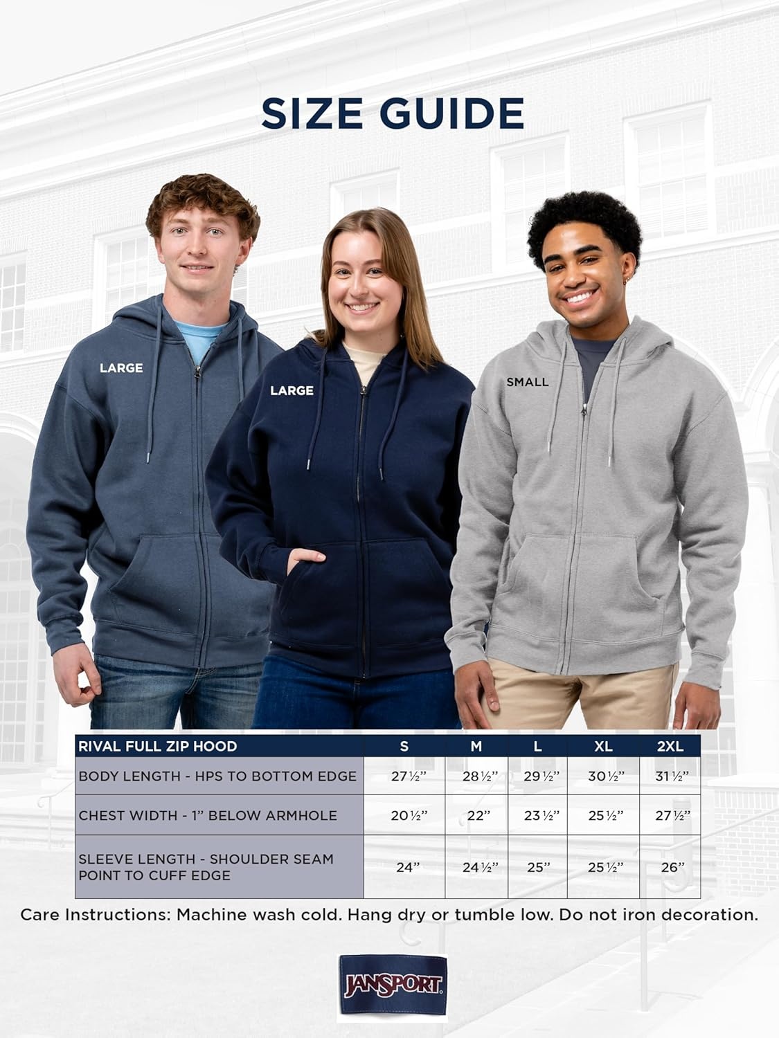 image:imageJanSport NCAA Officially Licensed Rival Full Zip Hoodie Long Sleeve Unisex Sweatshirt DoubleLayered Fleece HoodLSU Tigers