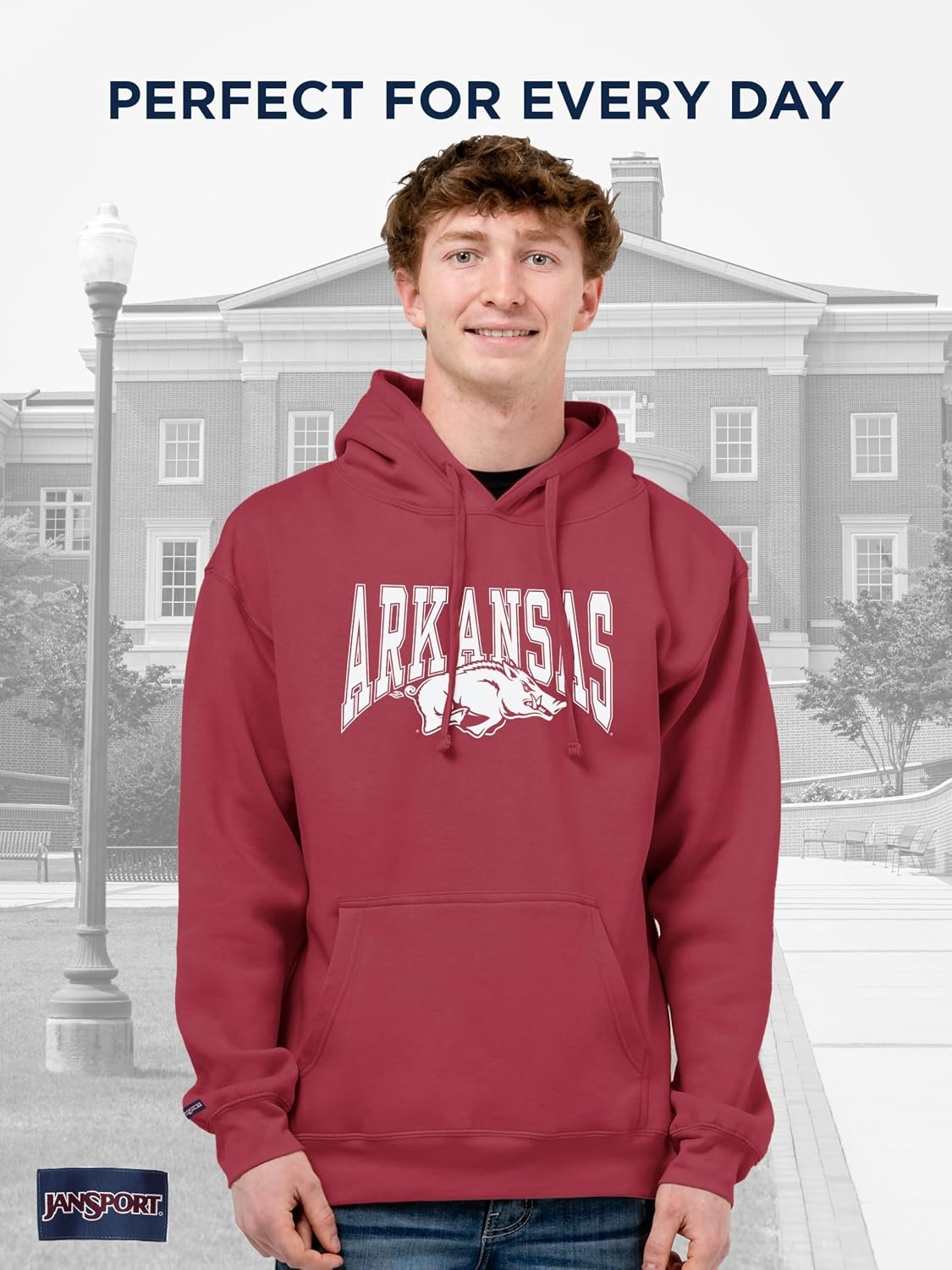 image:imageJanSport NCAA Officially Licensed Rival Hoodie Long Sleeve Unisex Sweatshirt CottonPolyester Blend DoubleLayered HoodArkansas Razorbacks