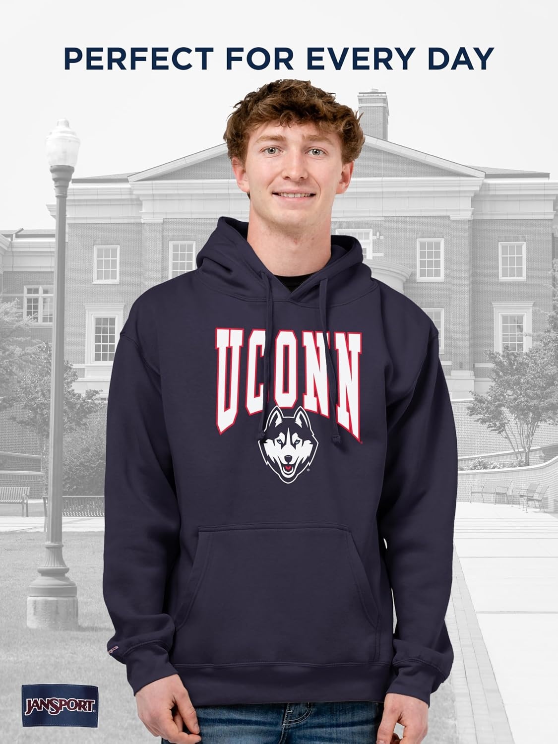 image:imageJanSport NCAA Officially Licensed Rival Hoodie Long Sleeve Unisex Sweatshirt CottonPolyester Blend DoubleLayered HoodConnecticut Huskies