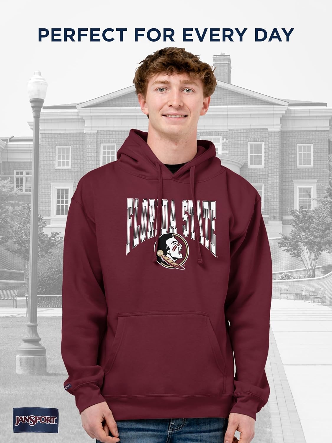 image:imageJanSport NCAA Officially Licensed Rival Hoodie Long Sleeve Unisex Sweatshirt CottonPolyester Blend DoubleLayered HoodFlorida State Seminoles