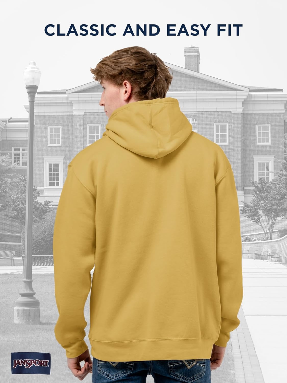 image:imageJanSport NCAA Officially Licensed Rival Hoodie Long Sleeve Unisex Sweatshirt CottonPolyester Blend DoubleLayered HoodGeorgia Tech Yellow Jackets