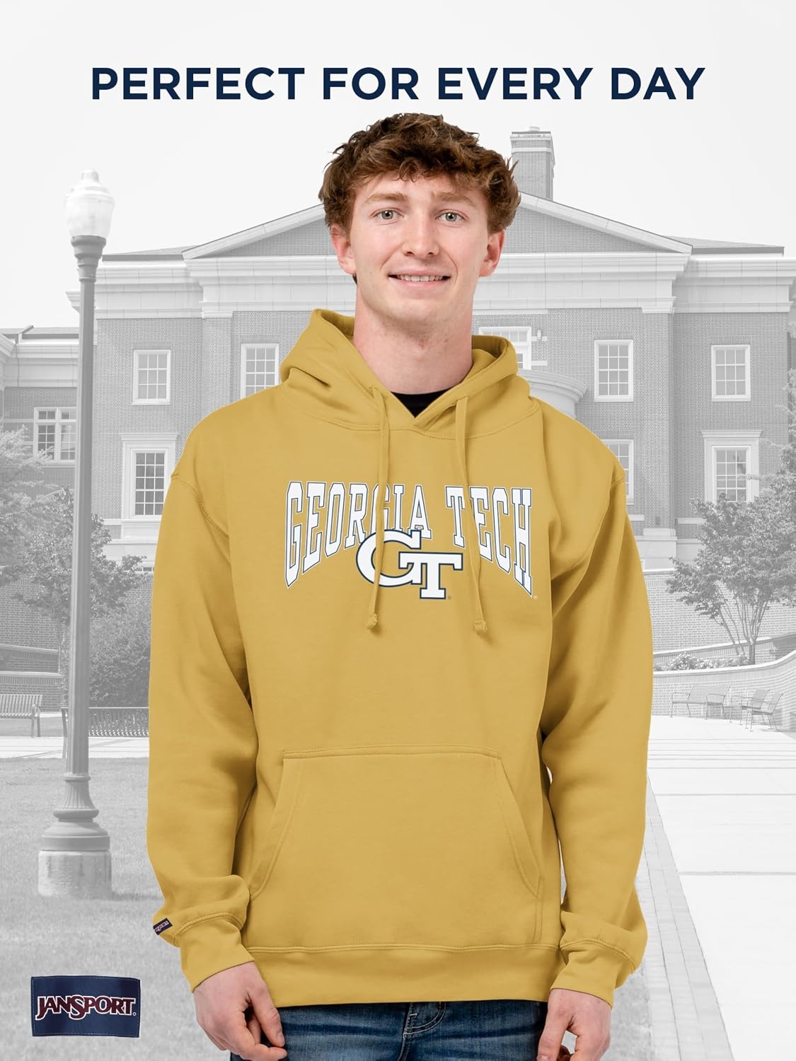 image:imageJanSport NCAA Officially Licensed Rival Hoodie Long Sleeve Unisex Sweatshirt CottonPolyester Blend DoubleLayered HoodGeorgia Tech Yellow Jackets
