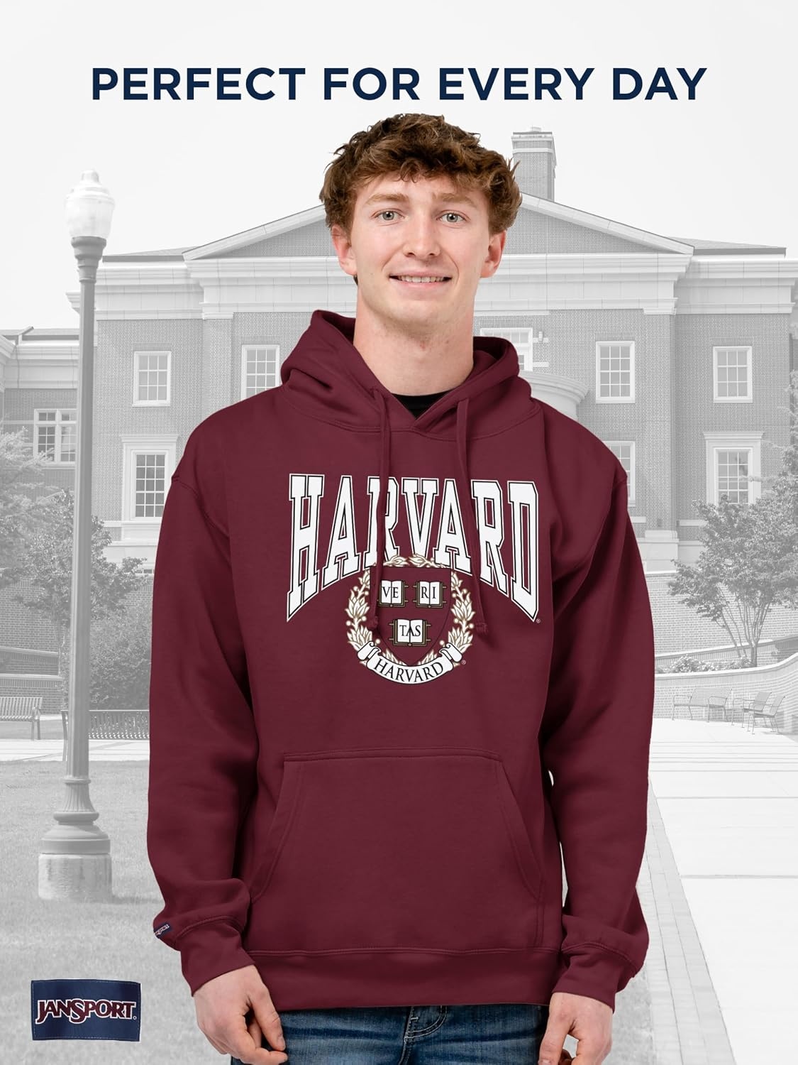 image:imageJanSport NCAA Officially Licensed Rival Hoodie Long Sleeve Unisex Sweatshirt CottonPolyester Blend DoubleLayered HoodHarvard Crimson