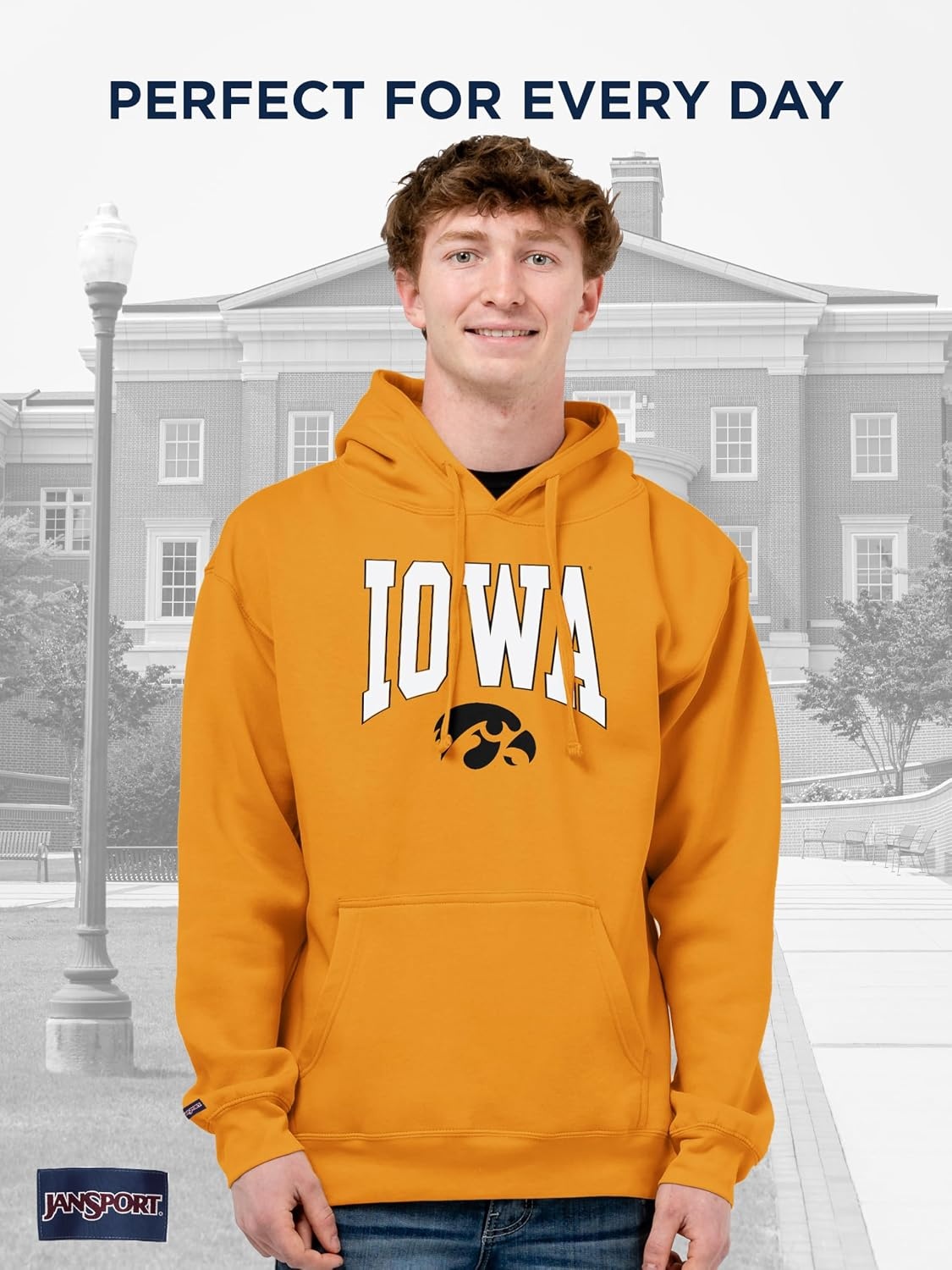 image:imageJanSport NCAA Officially Licensed Rival Hoodie Long Sleeve Unisex Sweatshirt CottonPolyester Blend DoubleLayered HoodIowa Hawkeyes