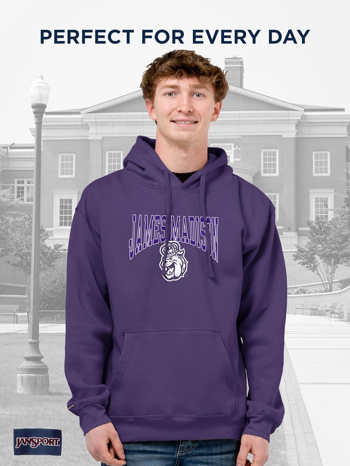 image:imageJanSport NCAA Officially Licensed Rival Hoodie Long Sleeve Unisex Sweatshirt CottonPolyester Blend DoubleLayered HoodJames Madison Dukes