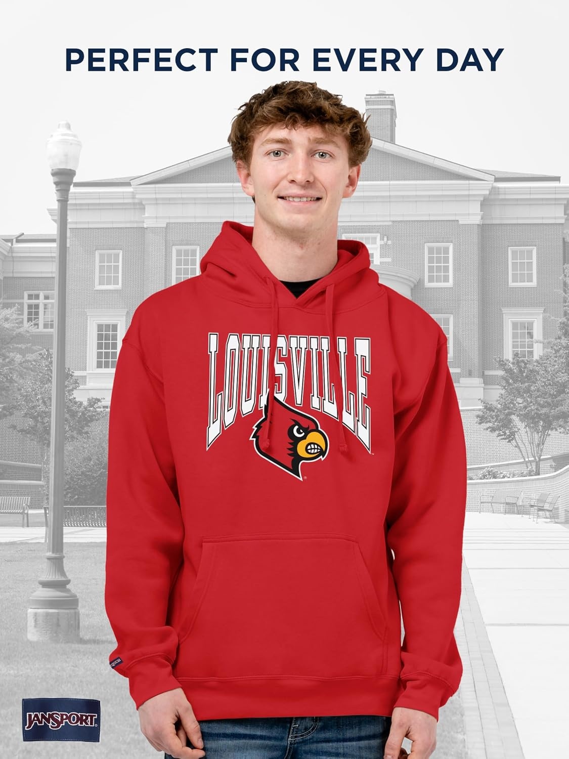 image:imageJanSport NCAA Officially Licensed Rival Hoodie Long Sleeve Unisex Sweatshirt CottonPolyester Blend DoubleLayered HoodLouisville Cardinals