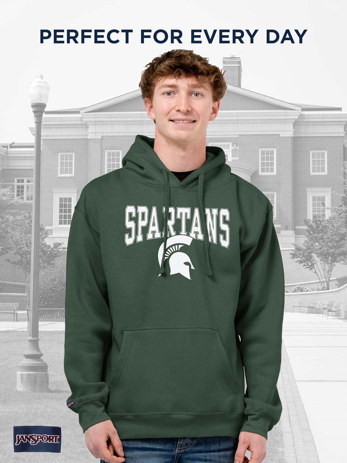 image:imageJanSport NCAA Officially Licensed Rival Hoodie Long Sleeve Unisex Sweatshirt CottonPolyester Blend DoubleLayered HoodMichigan State Spartans
