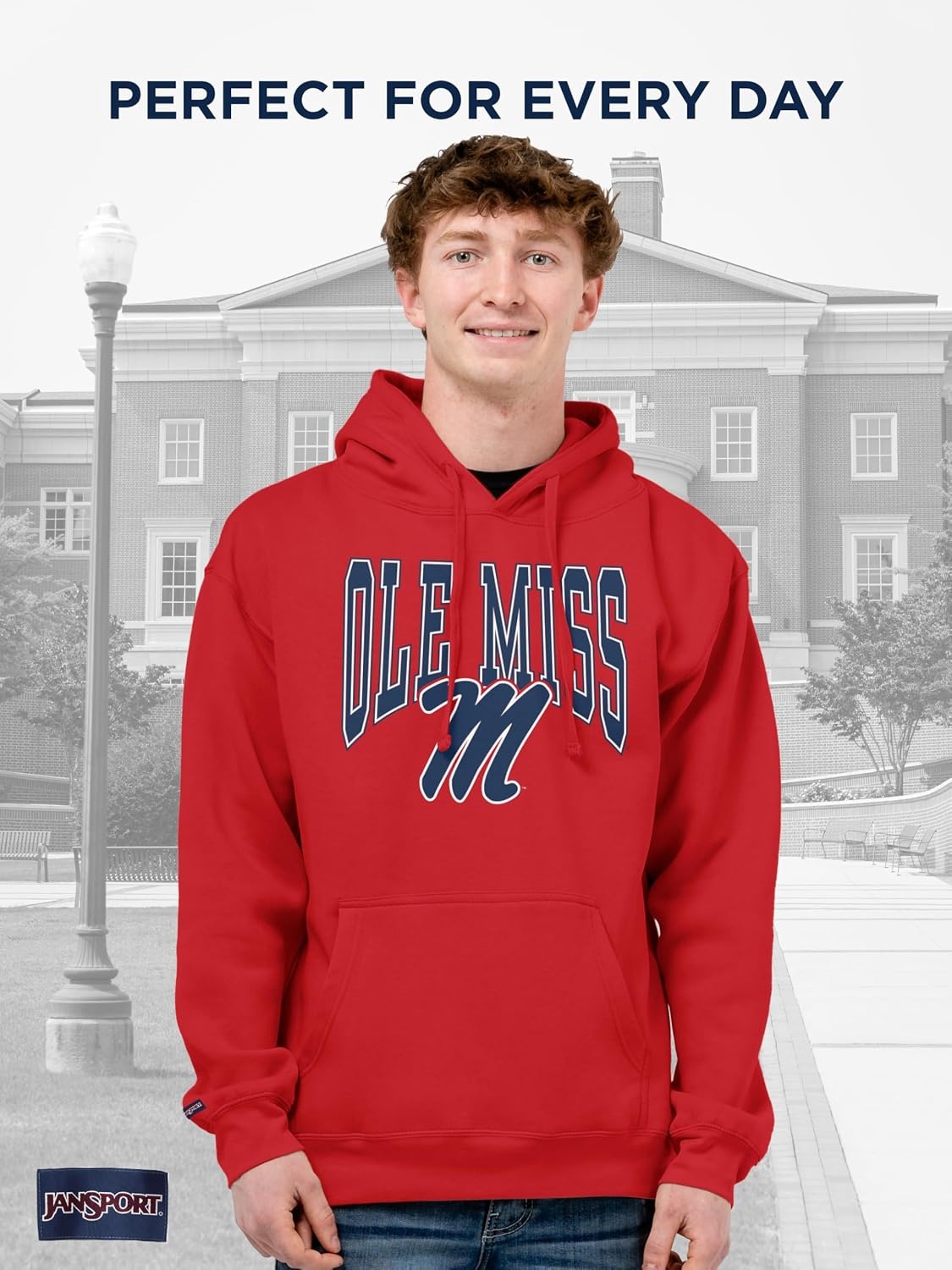 image:imageJanSport NCAA Officially Licensed Rival Hoodie Long Sleeve Unisex Sweatshirt CottonPolyester Blend DoubleLayered HoodMississippi Old Miss Rebels
