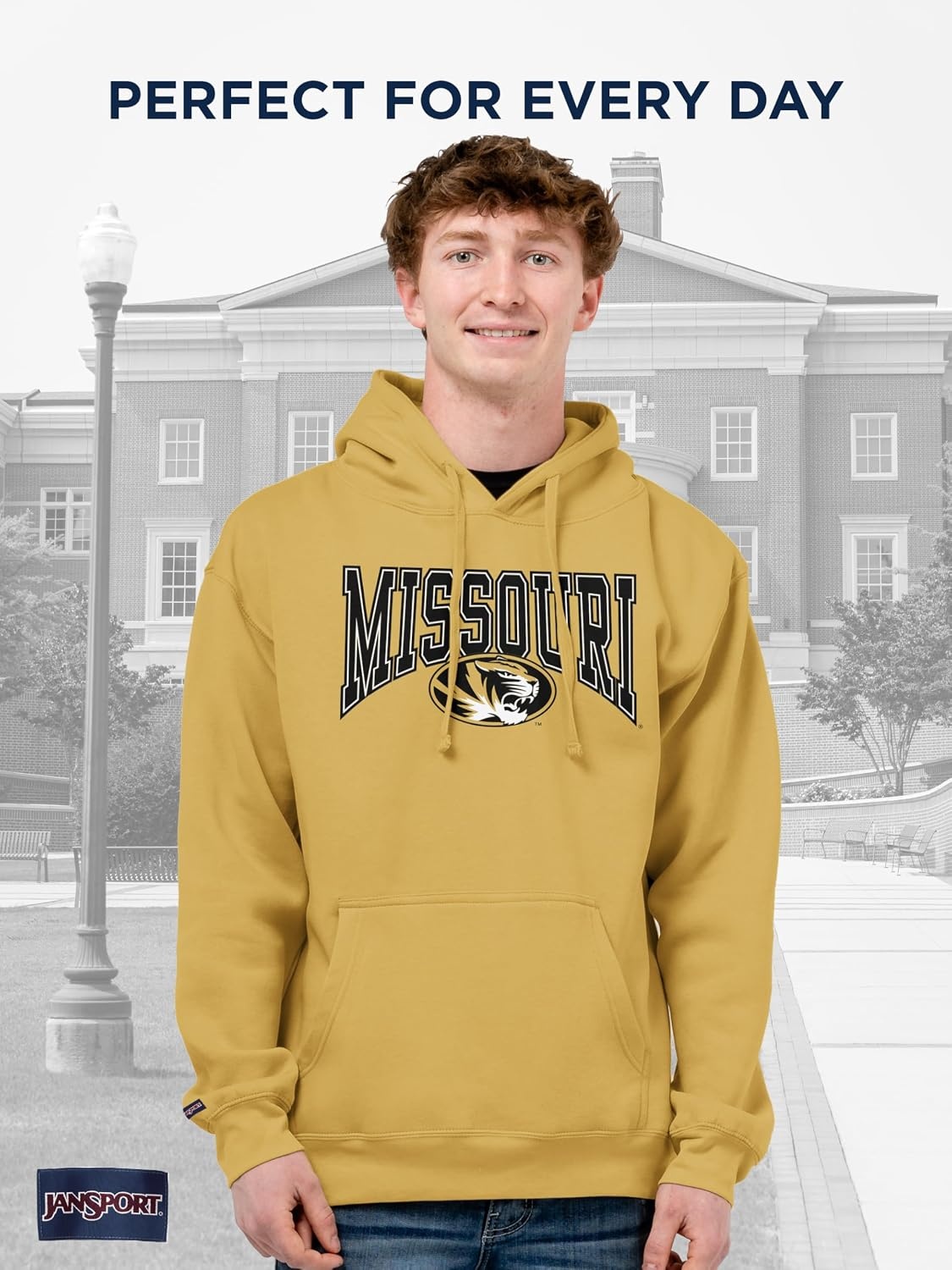 image:imageJanSport NCAA Officially Licensed Rival Hoodie Long Sleeve Unisex Sweatshirt CottonPolyester Blend DoubleLayered HoodMissouri Tigers