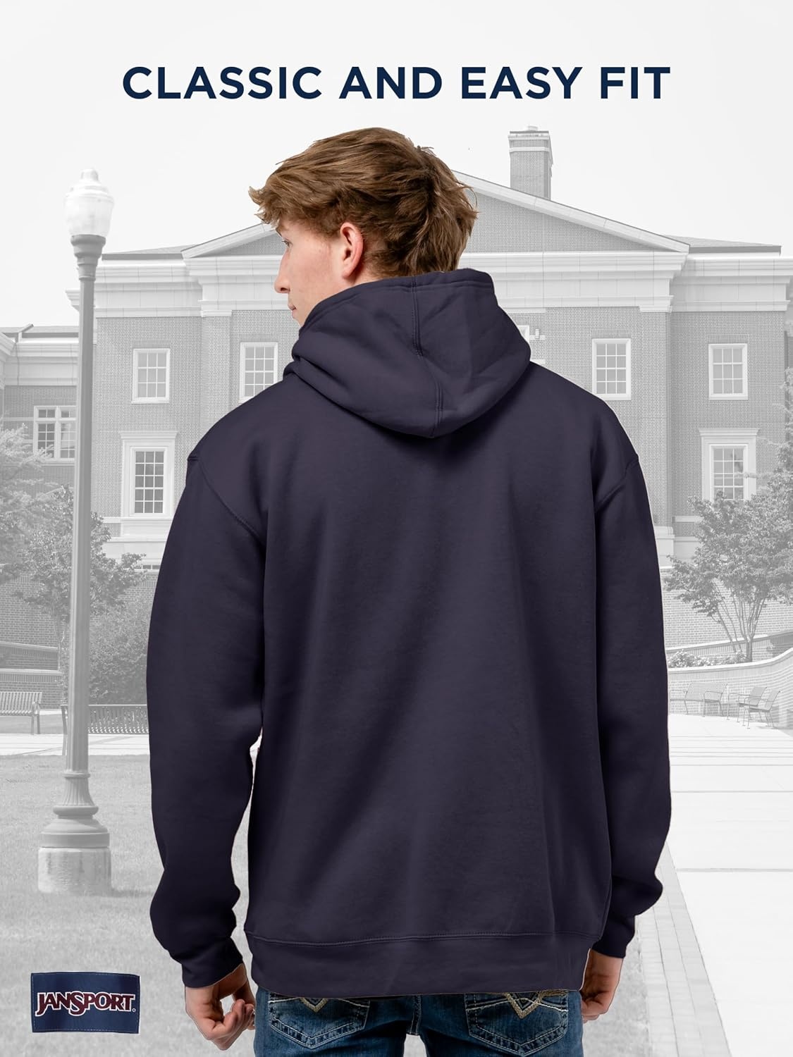 image:imageJanSport NCAA Officially Licensed Rival Hoodie Long Sleeve Unisex Sweatshirt CottonPolyester Blend DoubleLayered HoodNavy Midshipmen