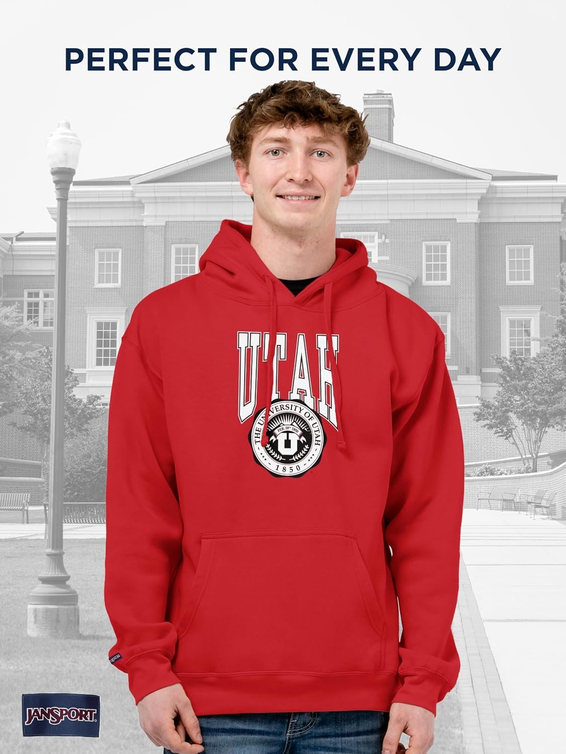 image:imageJanSport NCAA Officially Licensed Rival Hoodie Long Sleeve Unisex Sweatshirt CottonPolyester Blend DoubleLayered HoodUtah Utes