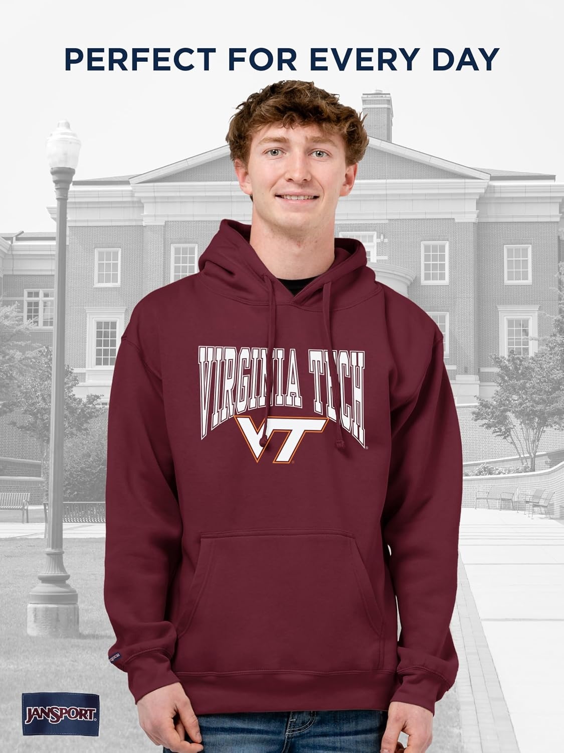 image:imageJanSport NCAA Officially Licensed Rival Hoodie Long Sleeve Unisex Sweatshirt CottonPolyester Blend DoubleLayered HoodVirginia Tech Hokies