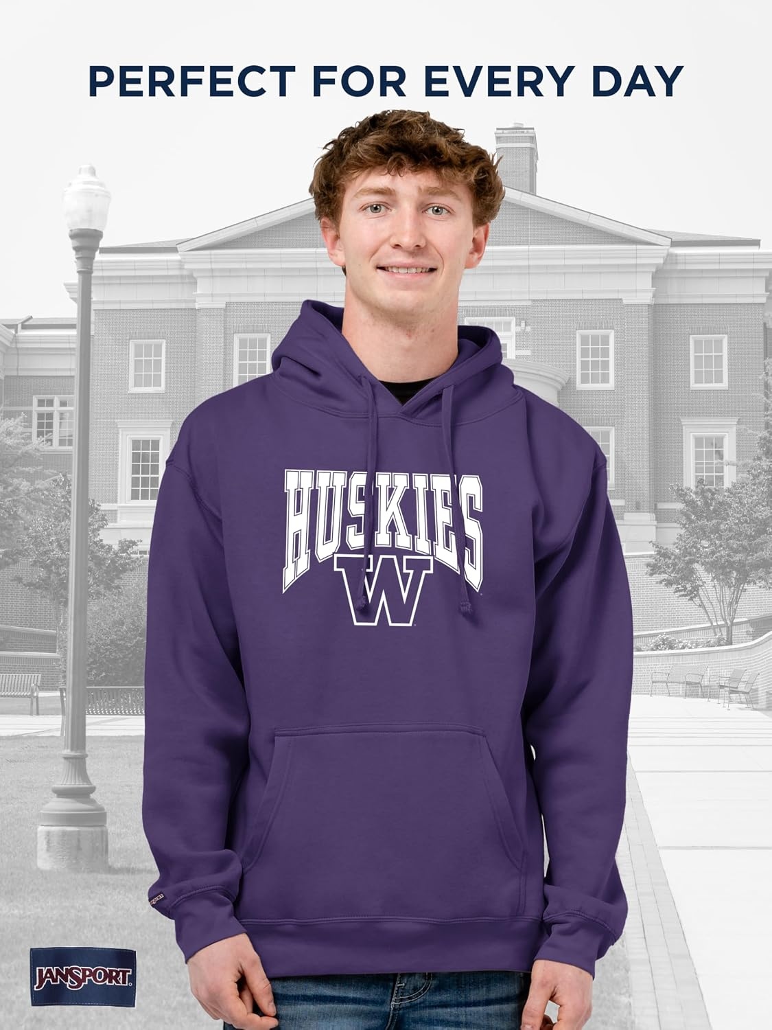 image:imageJanSport NCAA Officially Licensed Rival Hoodie Long Sleeve Unisex Sweatshirt CottonPolyester Blend DoubleLayered HoodWashington Huskies