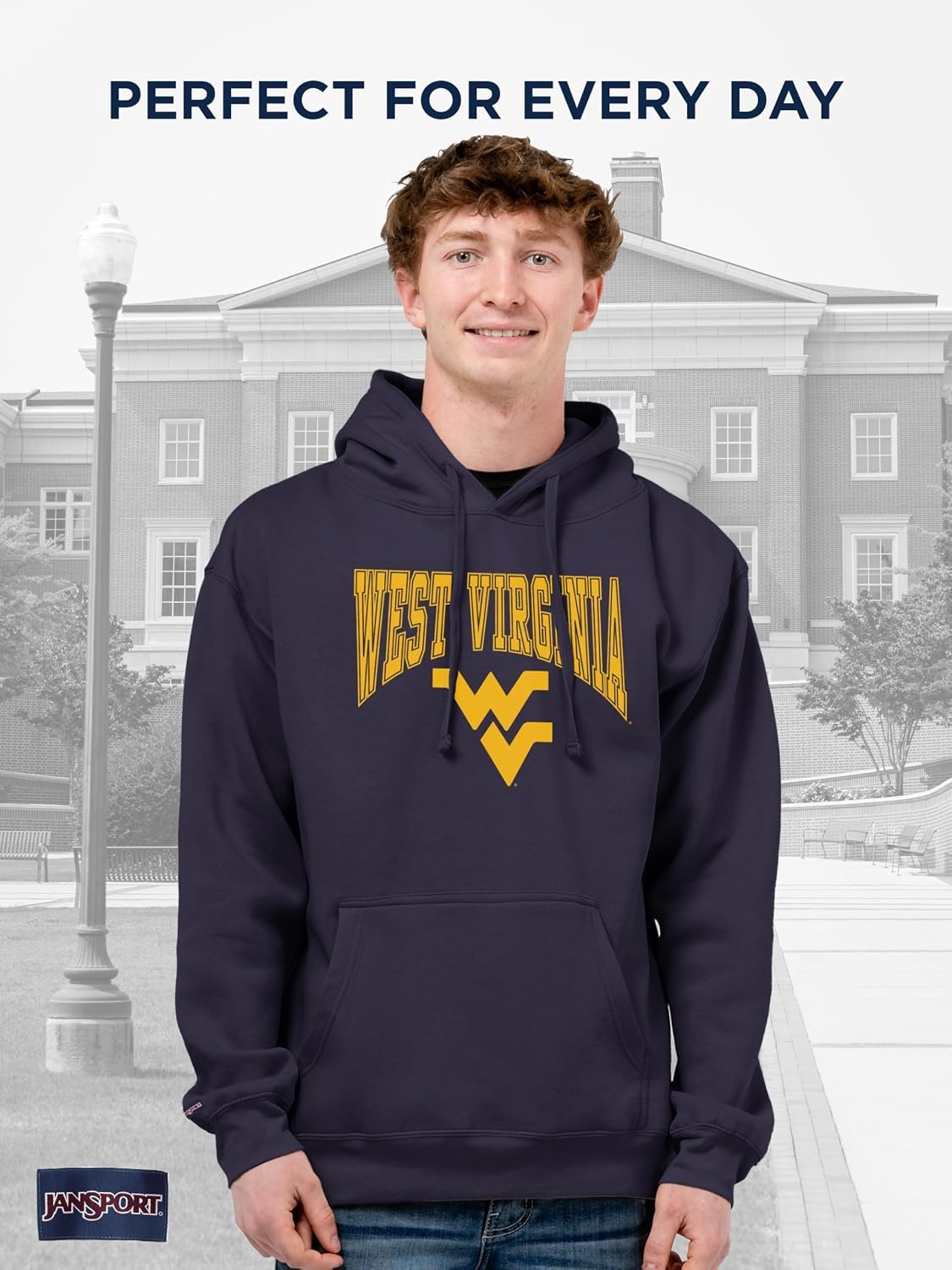image:imageJanSport NCAA Officially Licensed Rival Hoodie Long Sleeve Unisex Sweatshirt CottonPolyester Blend DoubleLayered HoodWest Virginia Mountaineers