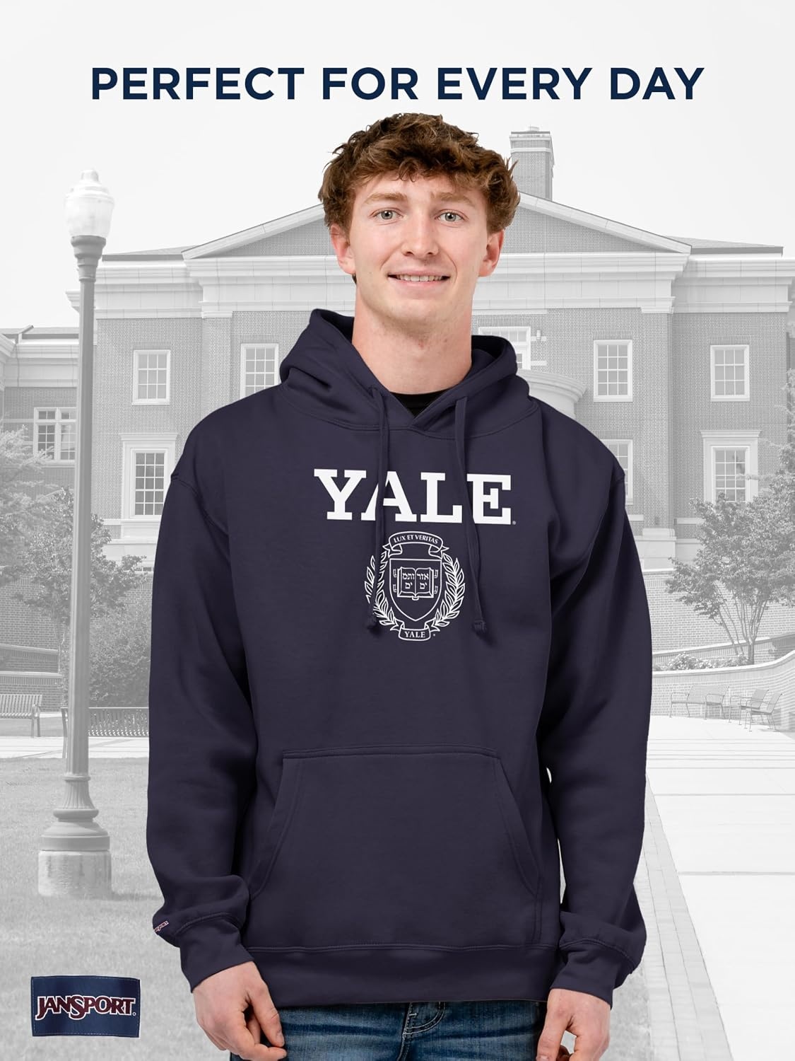 image:imageJanSport NCAA Officially Licensed Rival Hoodie Long Sleeve Unisex Sweatshirt CottonPolyester Blend DoubleLayered HoodYale Bulldogs