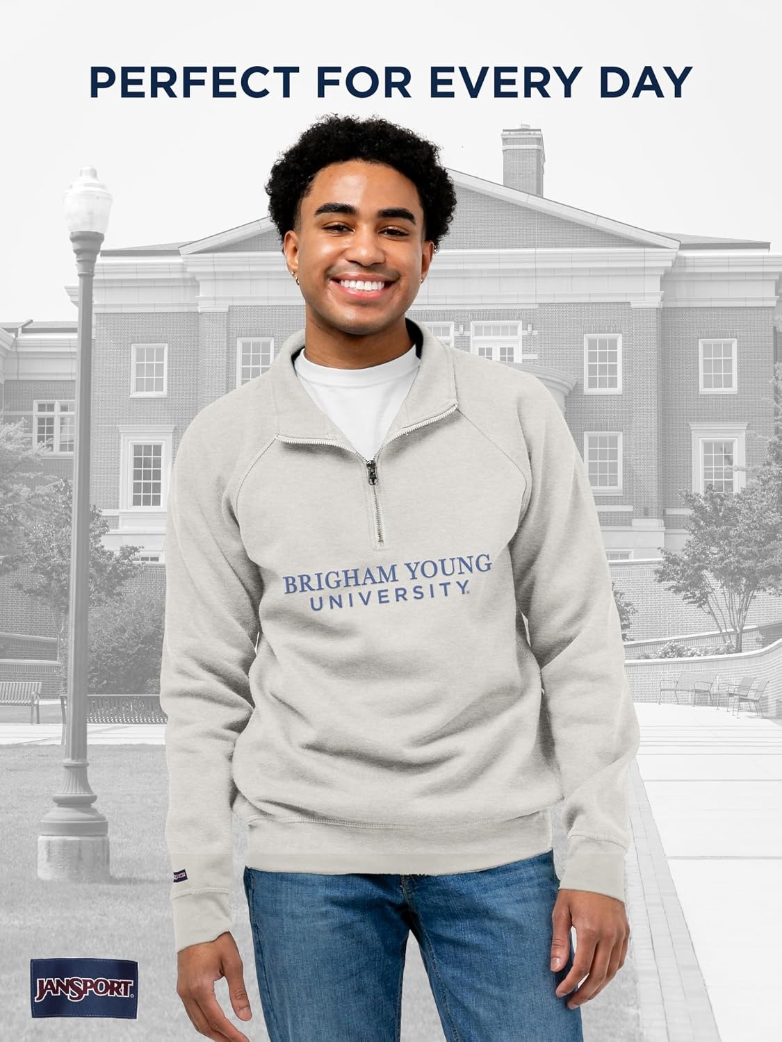 image:imageJanSport NCAA Officially Licensed Rival Quarter Zip Sweatshirt Long Sleeve Unisex CottonPolyester Blend StandUp CollarBYU Cougars