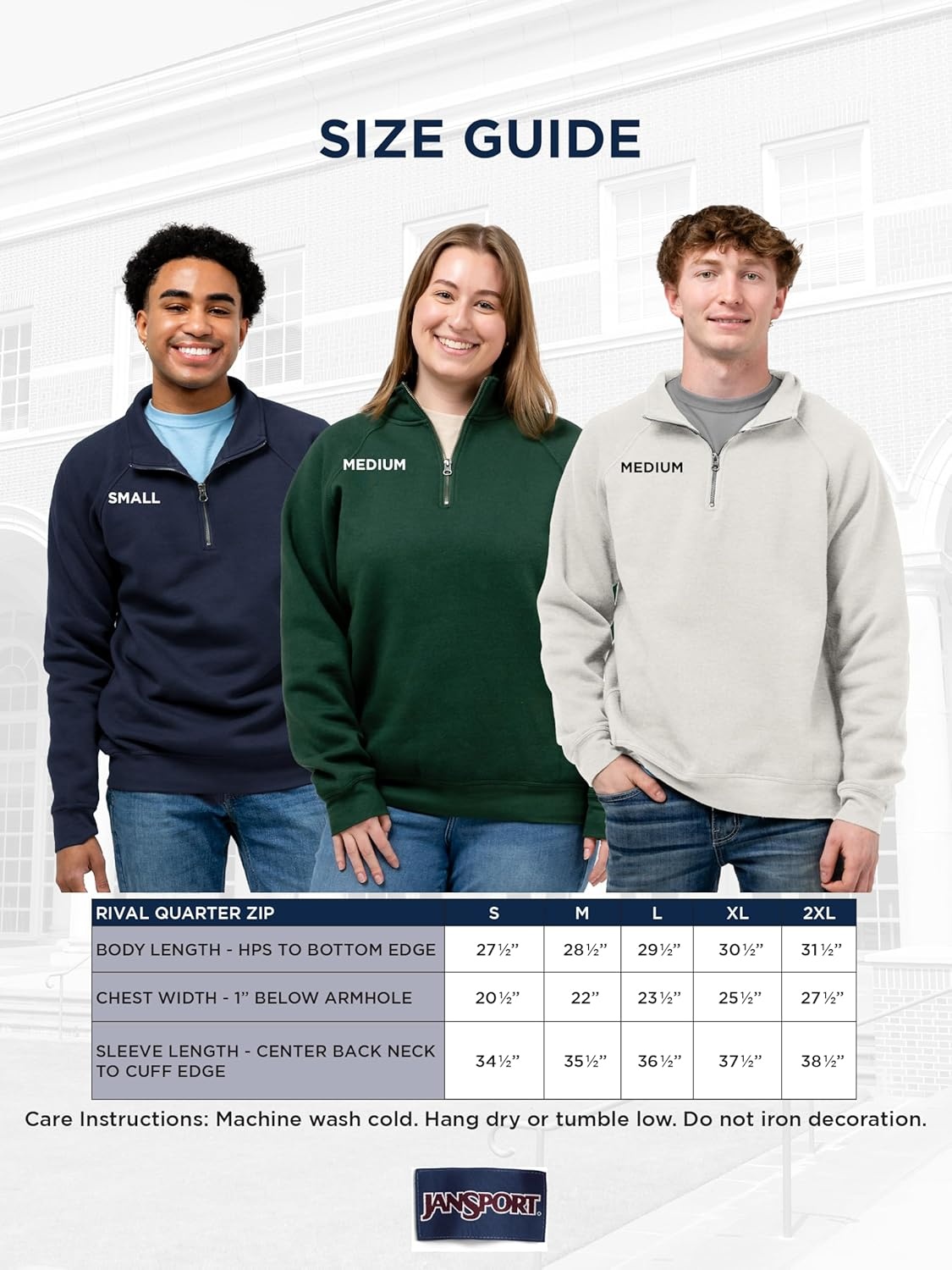 image:imageJanSport NCAA Officially Licensed Rival Quarter Zip Sweatshirt Long Sleeve Unisex CottonPolyester Blend StandUp CollarGeorgia Tech Yellow Jackets