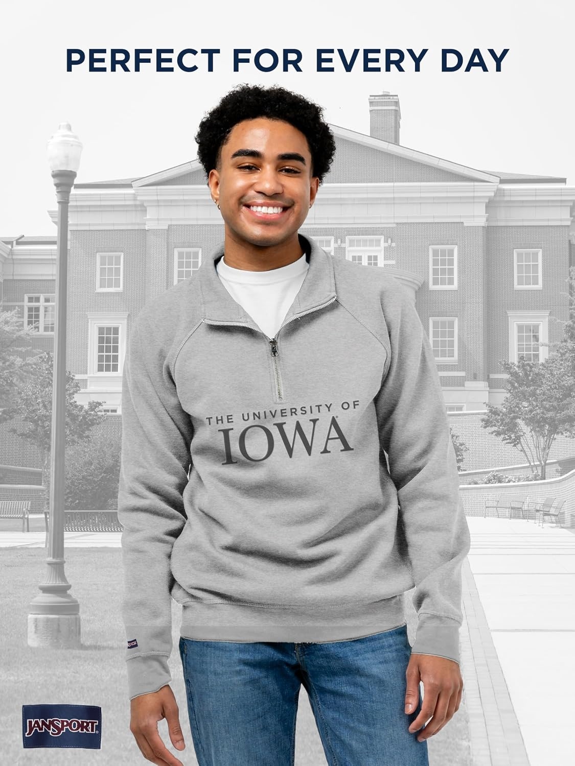 image:imageJanSport NCAA Officially Licensed Rival Quarter Zip Sweatshirt Long Sleeve Unisex CottonPolyester Blend StandUp CollarIowa Hawkeyes