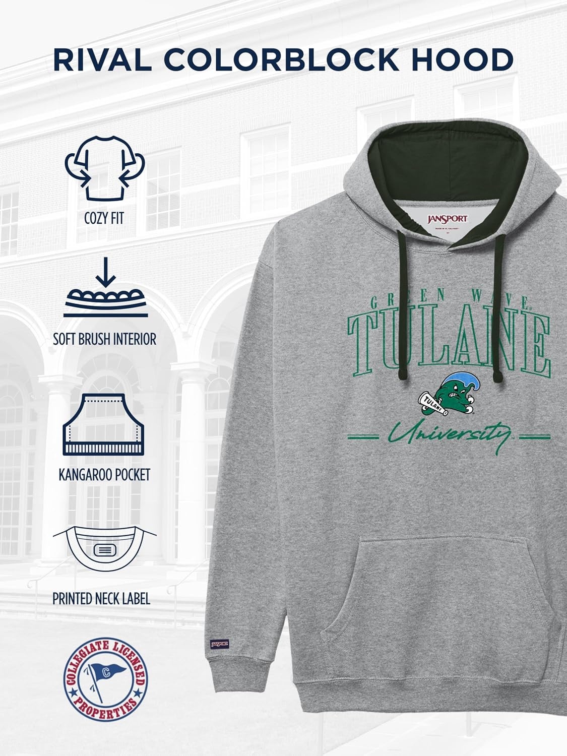 image:imageJanSport NCAA unisexadult Rival Colorblock HoodTeam Color