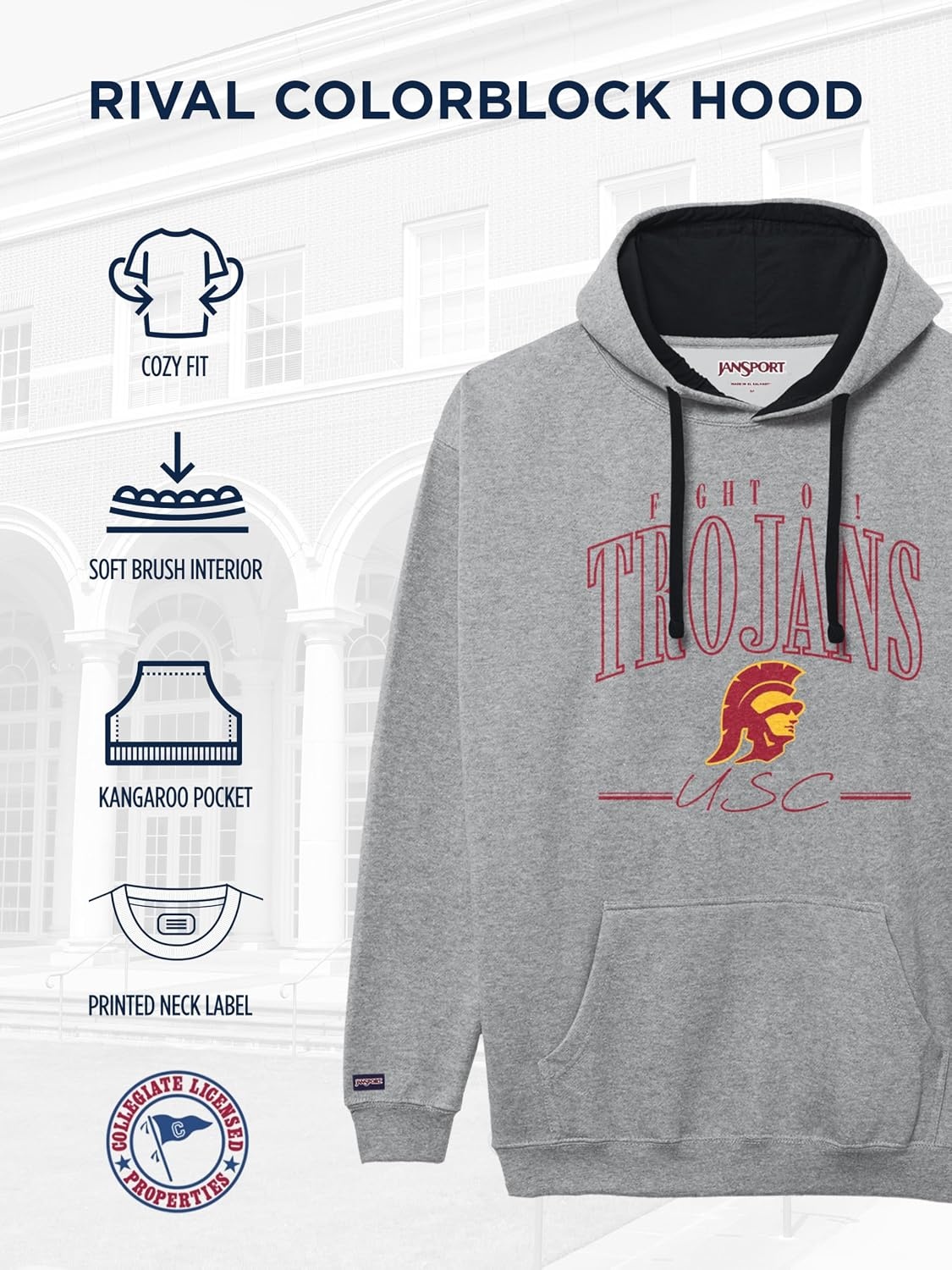 image:imageJanSport NCAA unisexadult Rival Colorblock HoodTeam Color