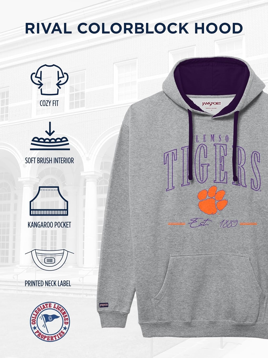 image:imageJanSport NCAA unisexadult Rival Colorblock HoodTeam Color