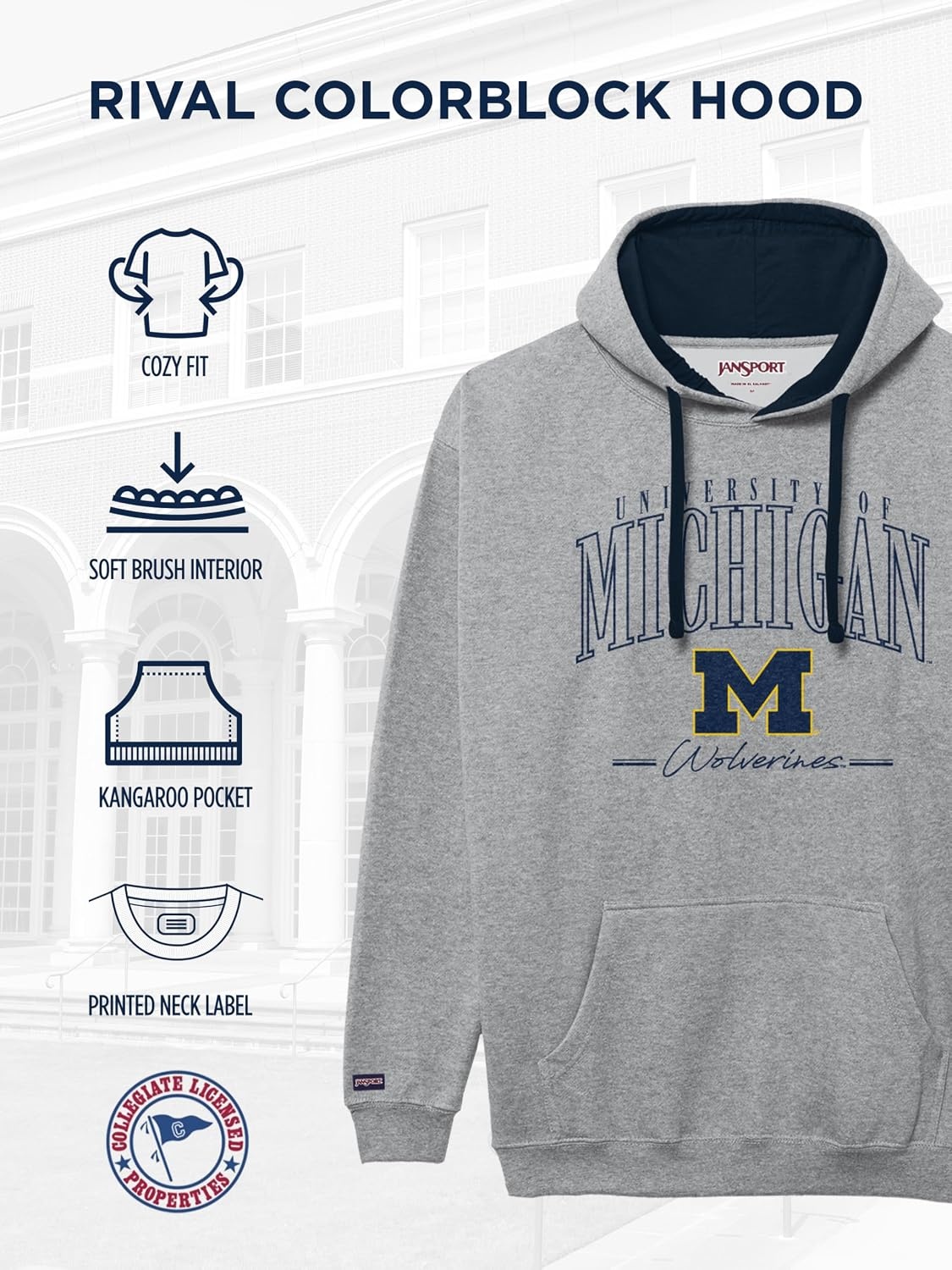 image:imageJanSport NCAA unisexadult Rival Colorblock HoodTeam Color