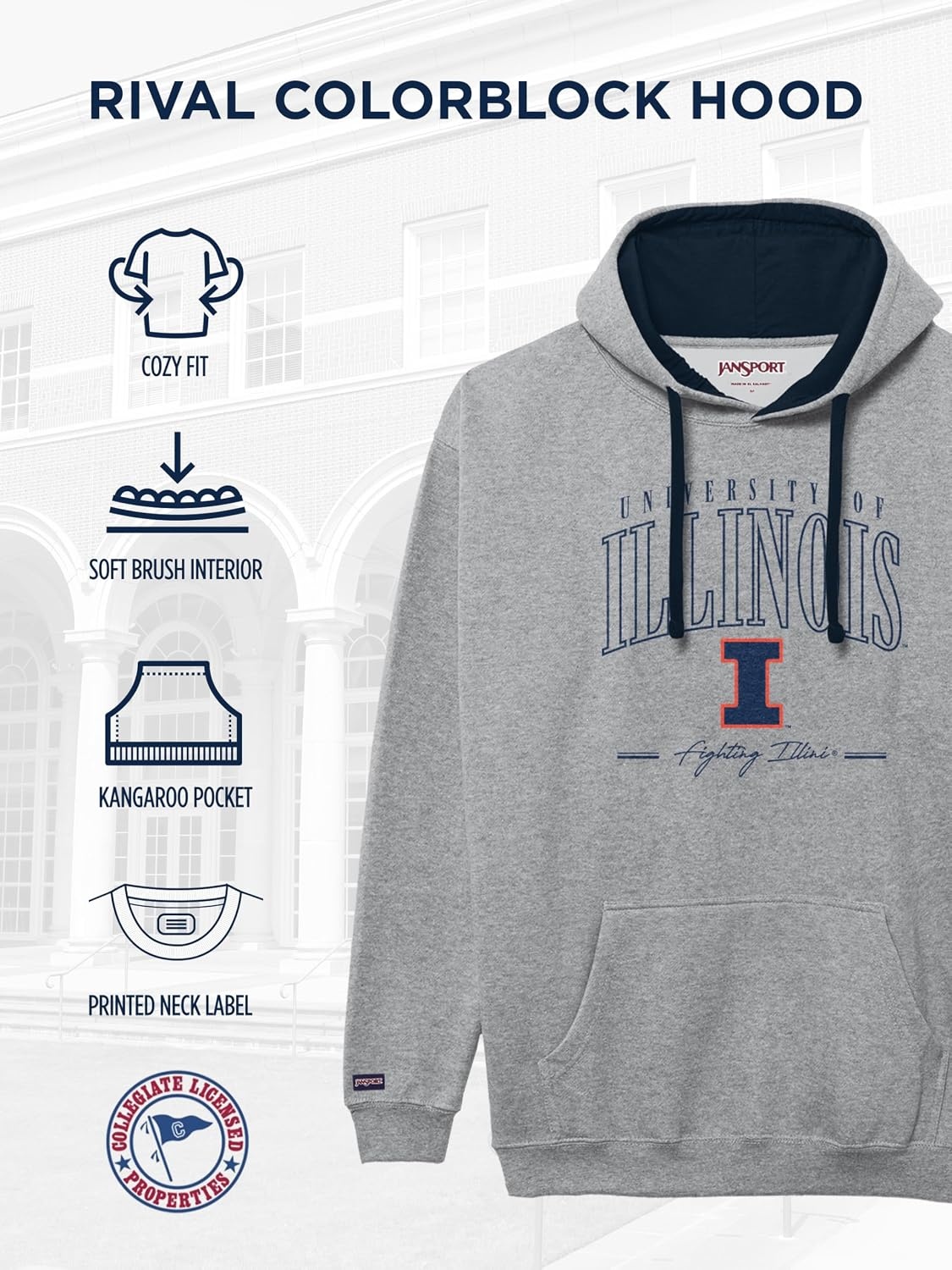 image:imageJanSport NCAA unisexadult Rival Colorblock HoodTeam Color