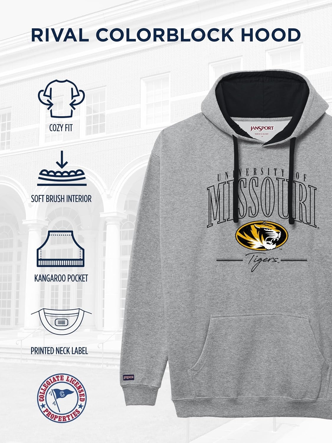 image:imageJanSport NCAA unisexadult Rival Colorblock HoodTeam Color
