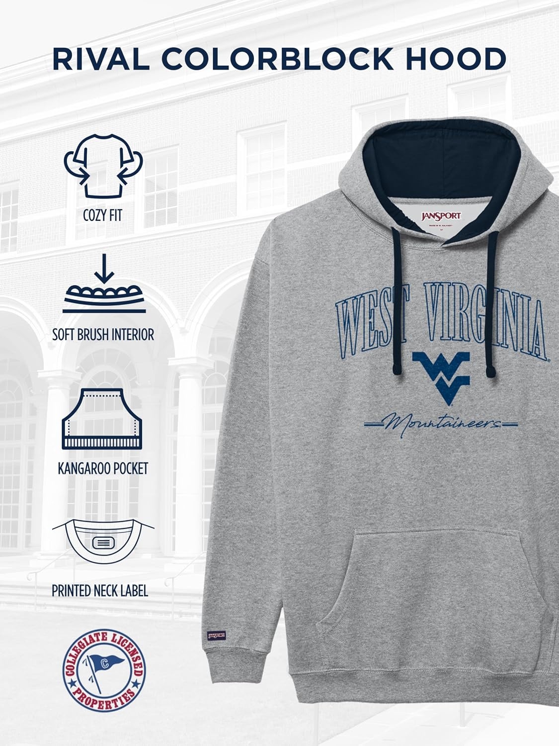 image:imageJanSport NCAA unisexadult Rival Colorblock HoodTeam Color
