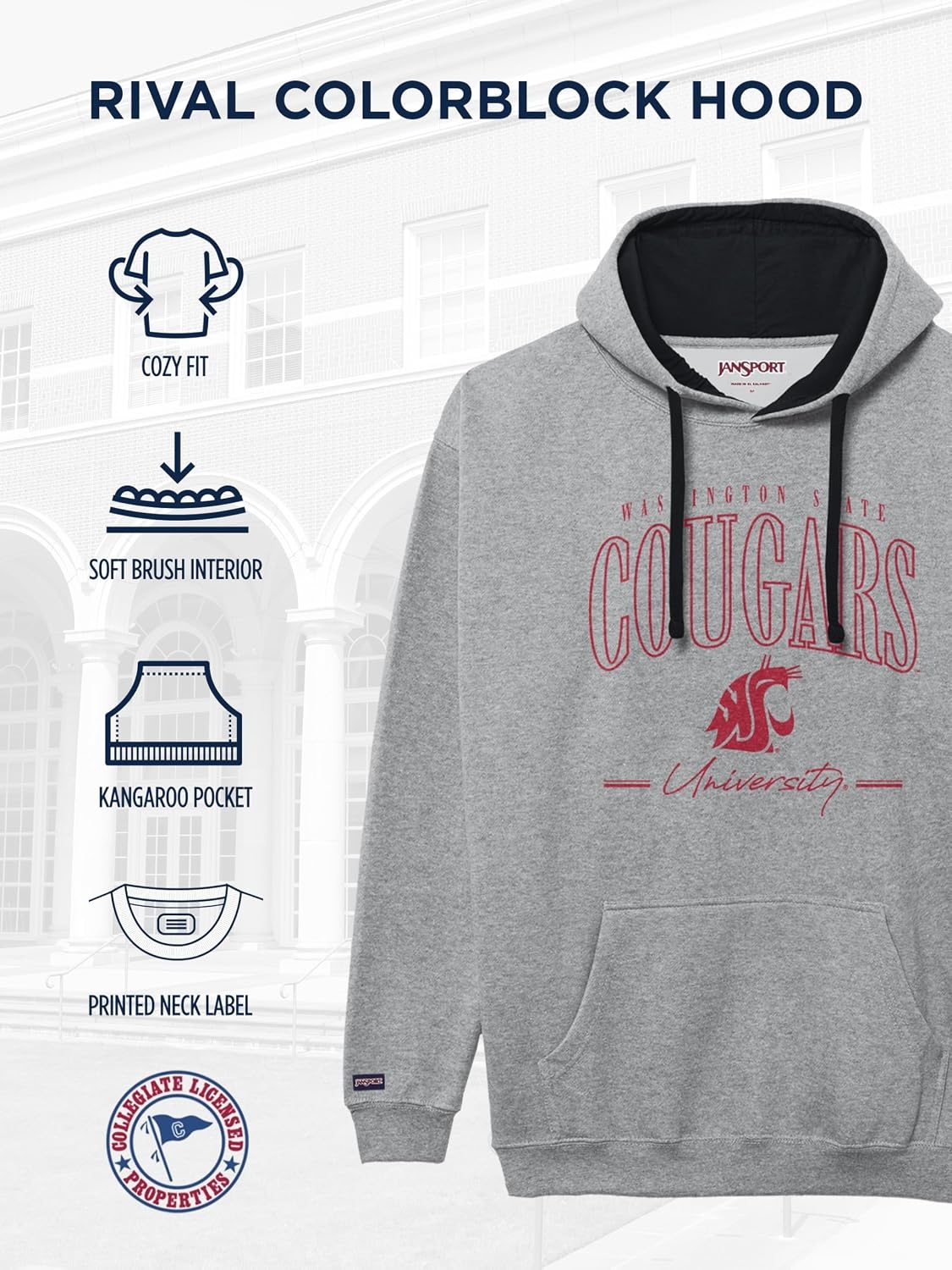 image:imageJanSport NCAA unisexadult Rival Colorblock HoodTeam Color