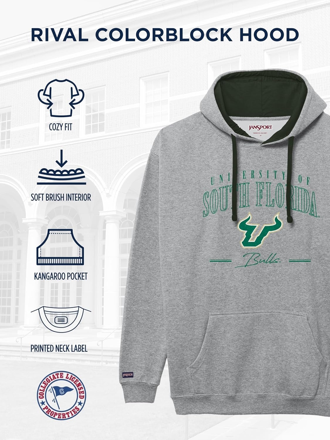 image:imageJanSport NCAA unisexadult Rival Colorblock HoodTeam Color