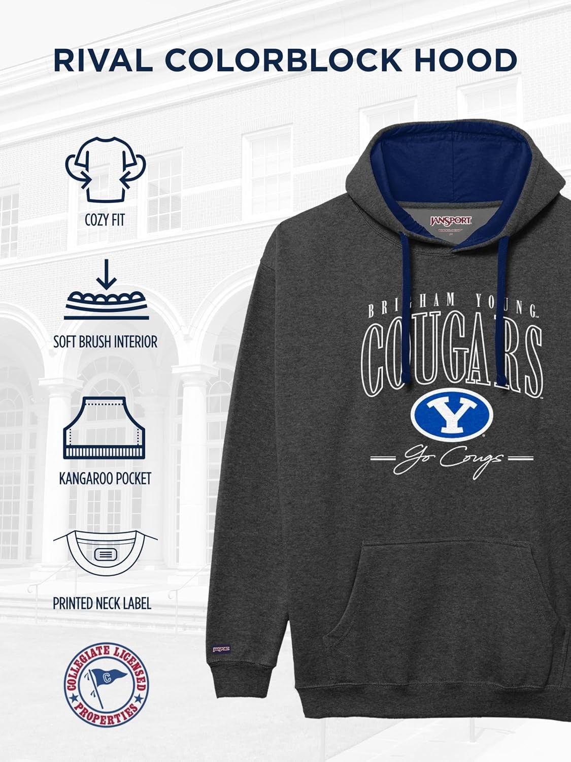 image:imageJanSport NCAA unisexadult Rival Colorblock HoodTeam Color
