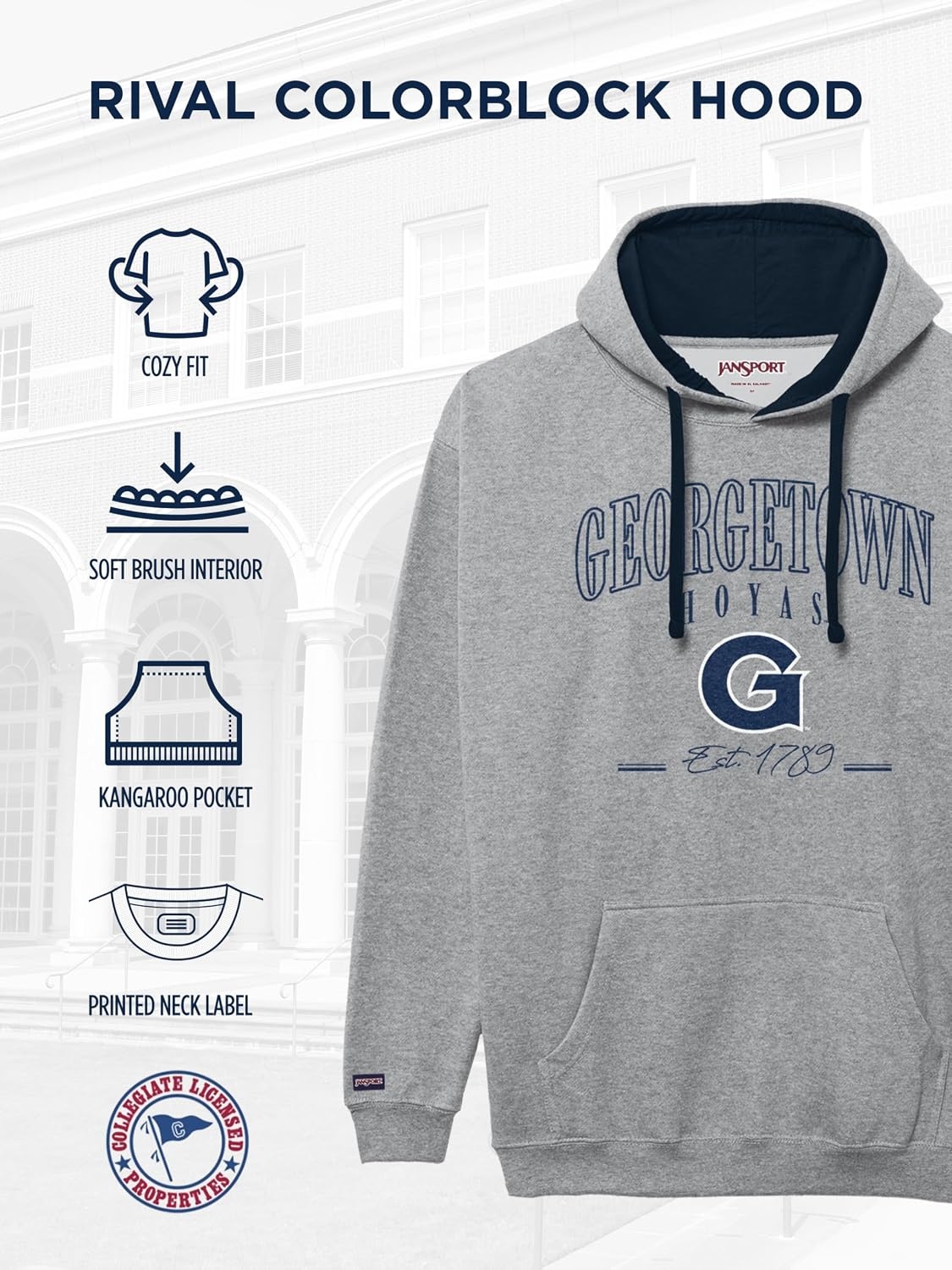 image:imageJanSport NCAA unisexadult Rival Colorblock HoodTeam Color