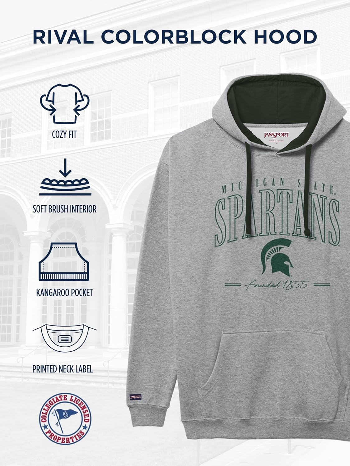 image:imageJanSport NCAA unisexadult Rival Colorblock HoodTeam Color